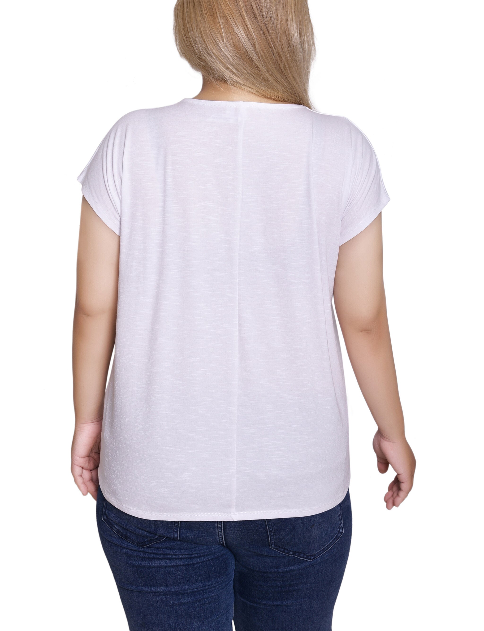 Embroidered Yoke Extended Sleeve Top, White, alternate image number 2