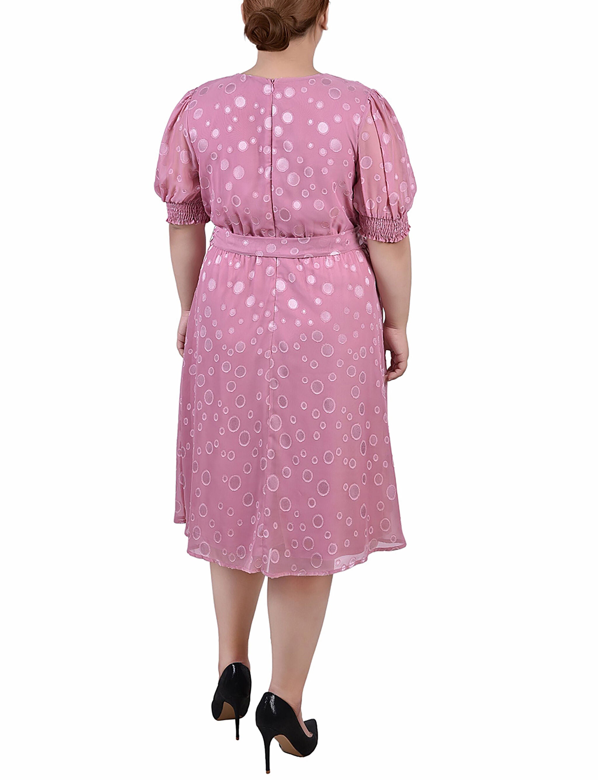 Elbow Sleeve Swiss Dot Dress, Lilas, alternate image number 2