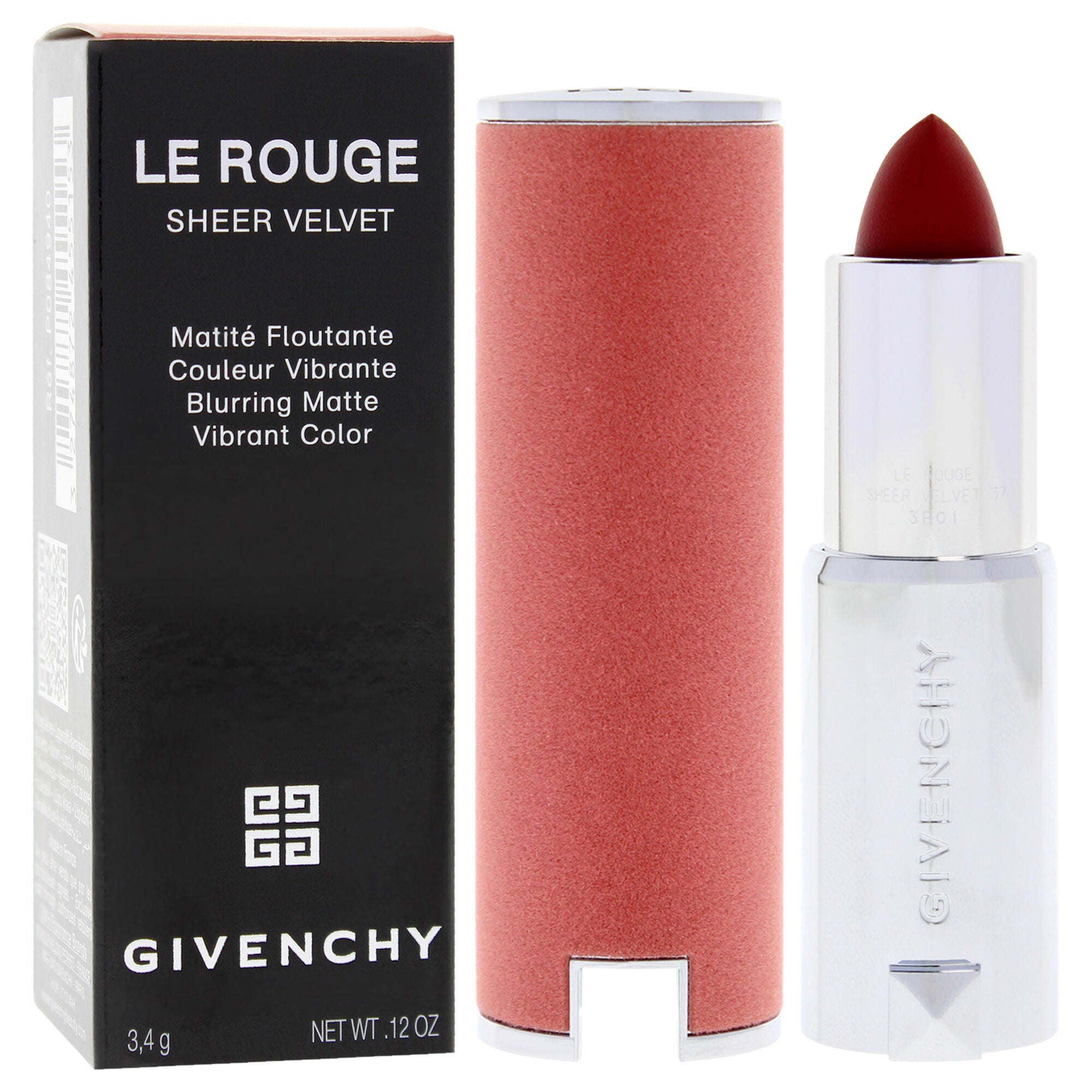Le Rouge Sheer Velvet Matte Lipstick - 37 Rouge Graine by Givenchy for Women - 0.12 oz Lipstick (Refillable), Red, alternate image number 2