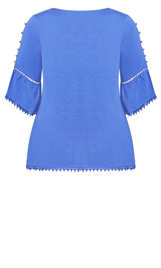 Crochet Split Sleeve Top - dazzling blue, , alternate image number 6