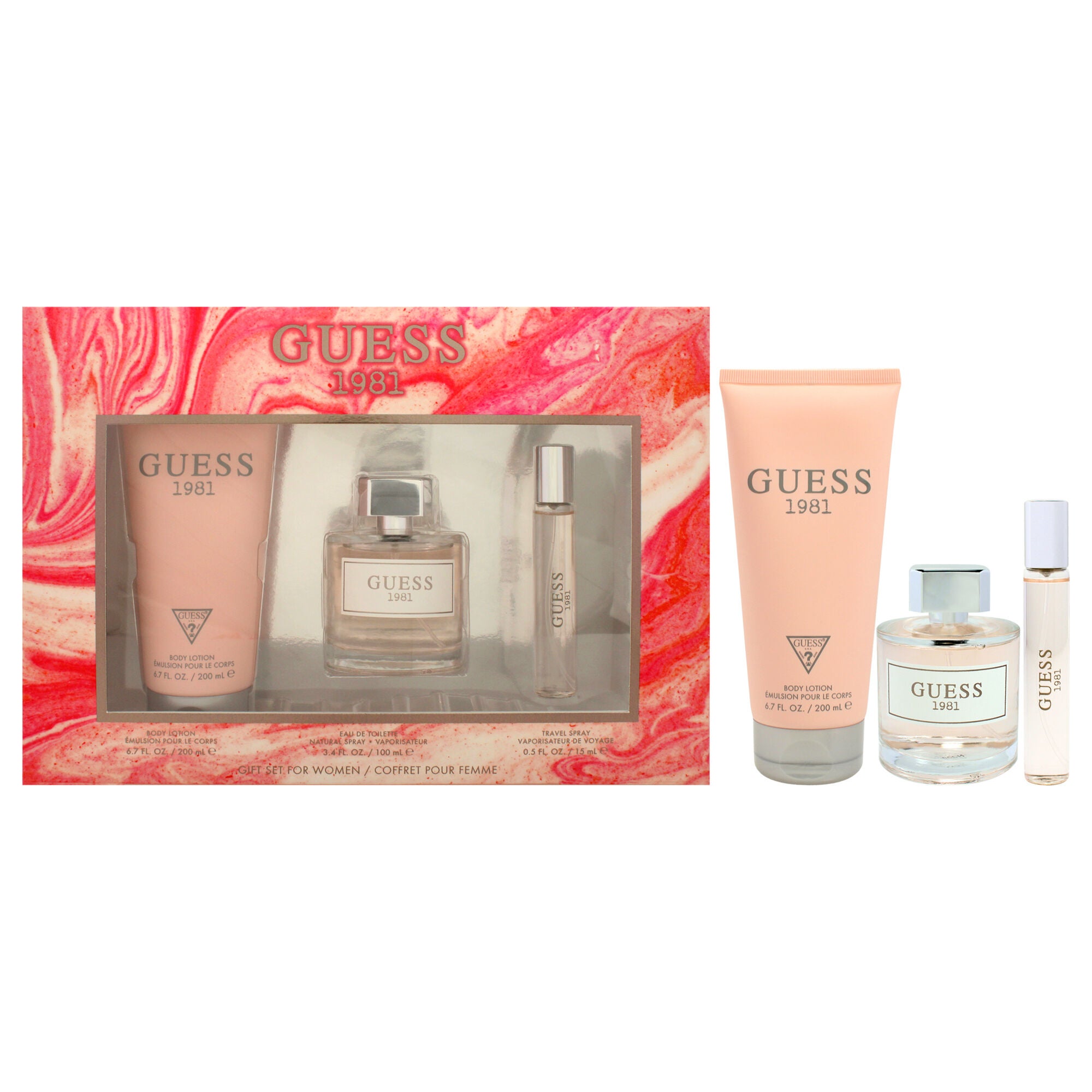 Guess 1981 by Guess for Women - 3 Pc Gift Set 3.4oz EDT Spray, 0.5oz Travel Spray, 6.7oz Body Lotion, See Description, hi-res image number 0