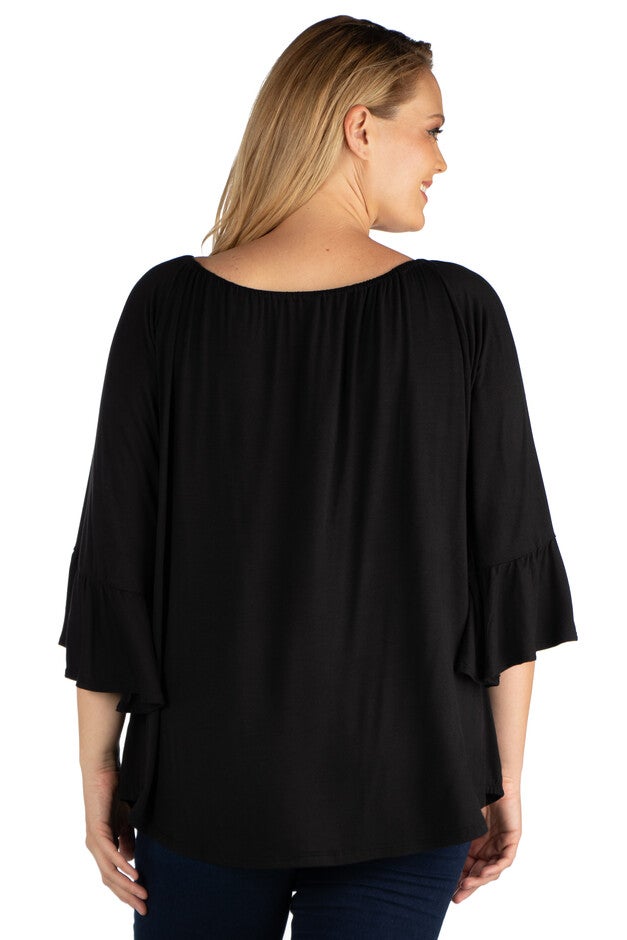 Bell Sleeve Loose Fit Plus Size Tunic Top, , alternate image number null