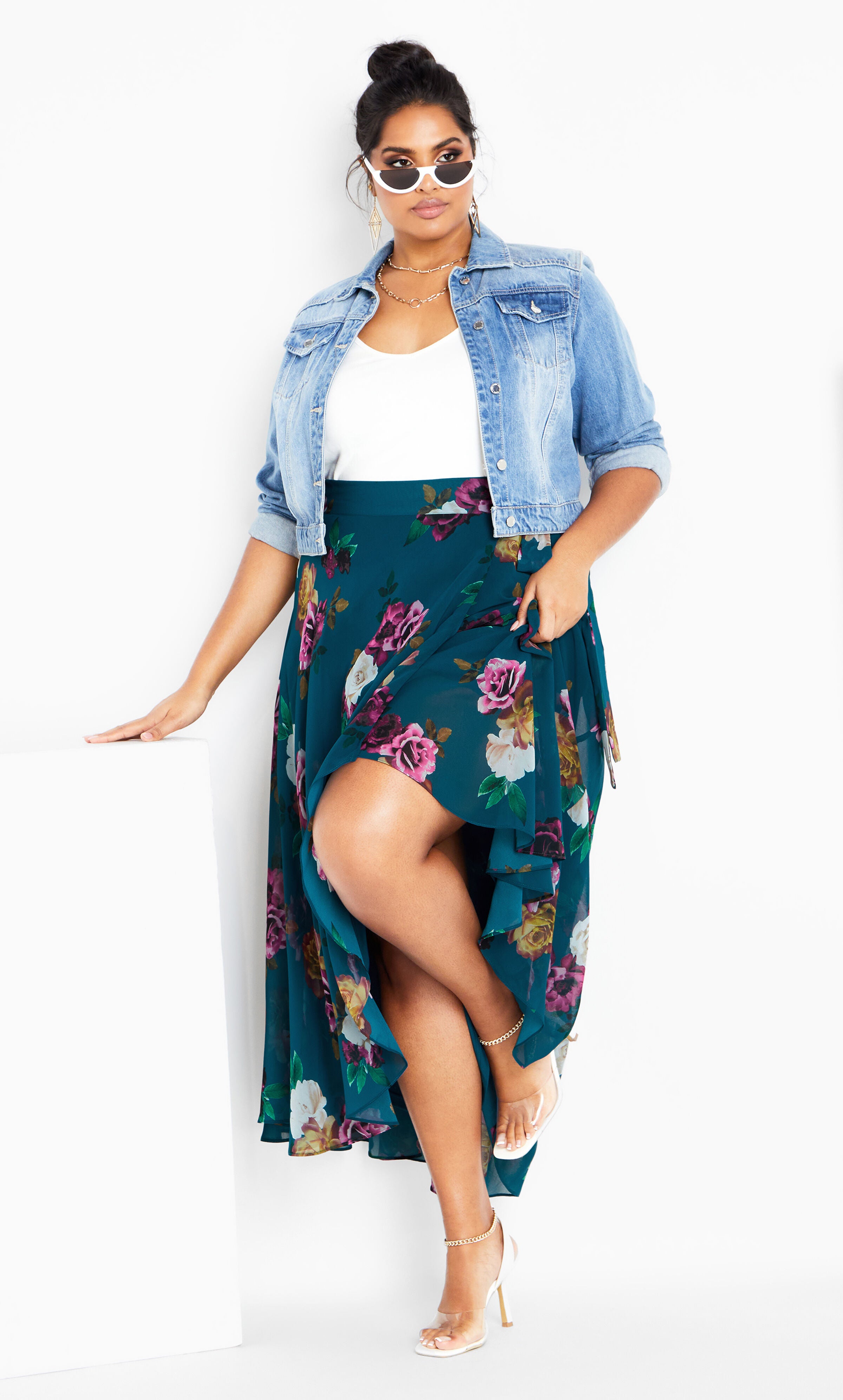 Michaela Print Skirt - teal, , alternate image number 2