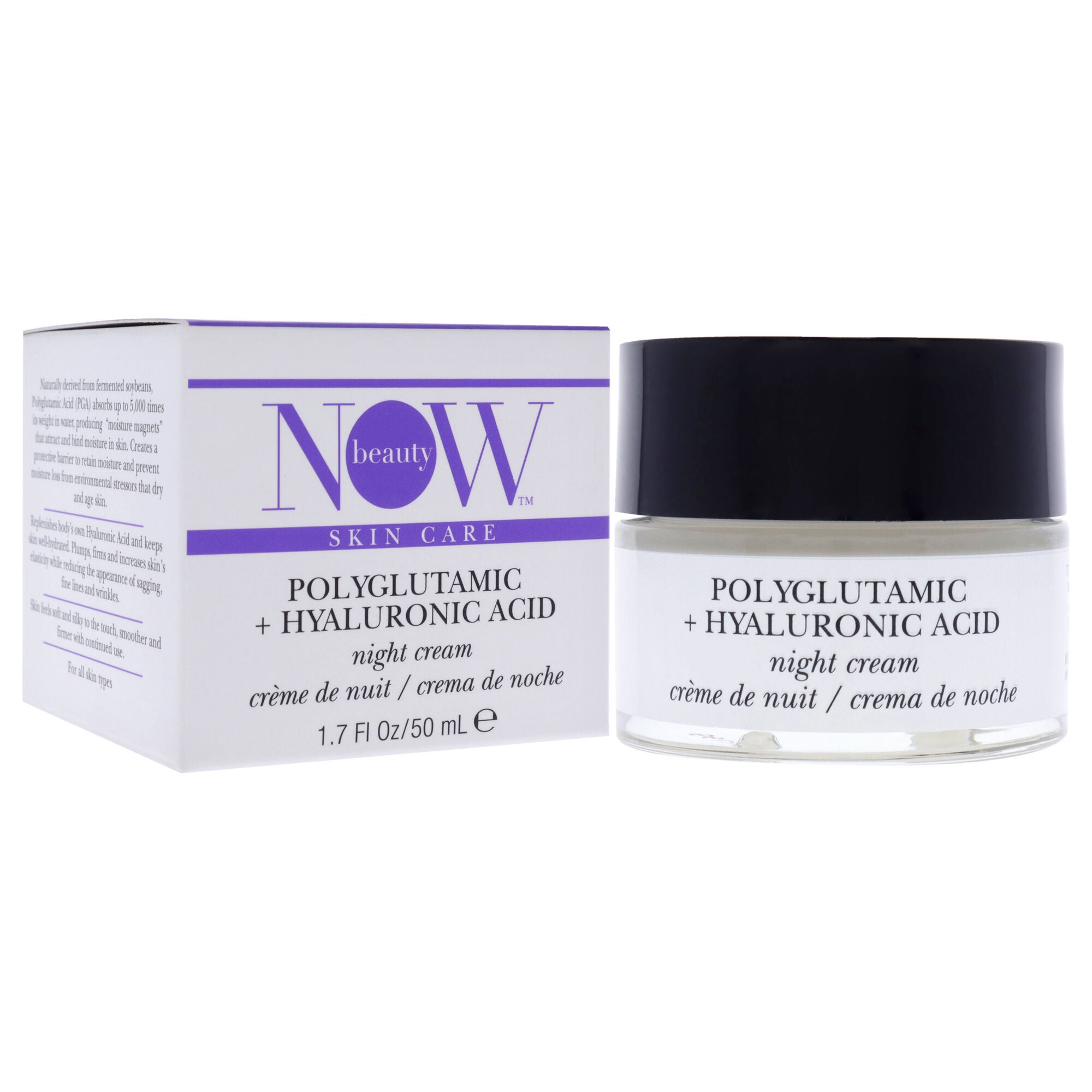 Polyglutamic Plus Hyaluronic Acid Night Cream by NOW Beauty for Unisex - 1.7 oz Cream, See Description, alternate image number 1