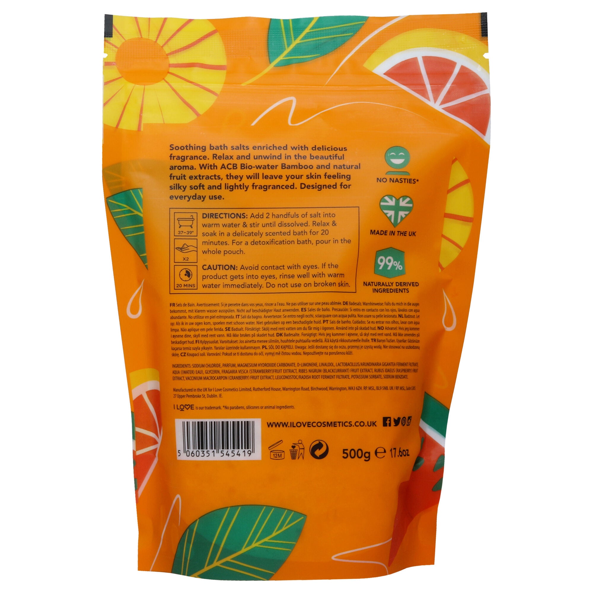 Scented Bath Salts - Exotic Fruit by I Love Cosmetics for Women - 17.6 oz Bath Salt, See Description, alternate image number 2