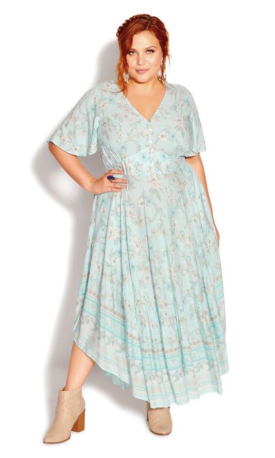 Spirited Floral Maxi Dress - sea foam, Green, hi-res image number 0