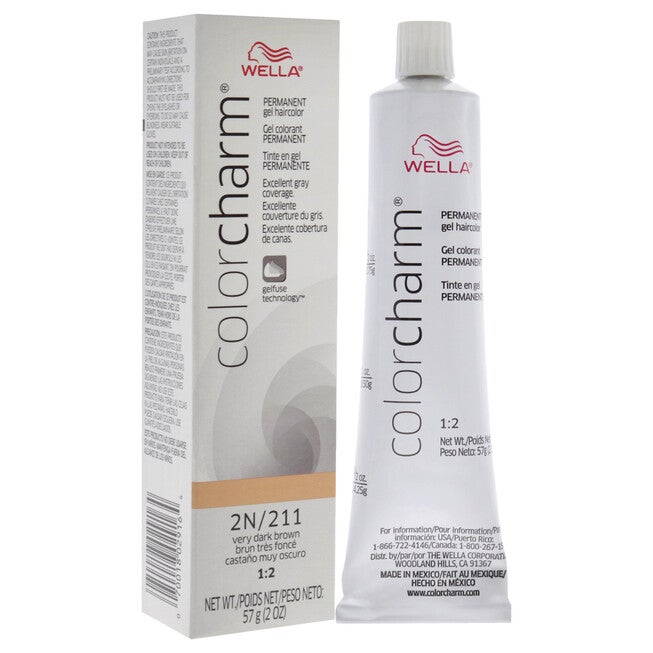 Color Charm Permanent Hair Color Gel - 2N 211 Very Dark Brown by Wella for Unisex - 2 oz Hair Color, See Description, alternate image number 2