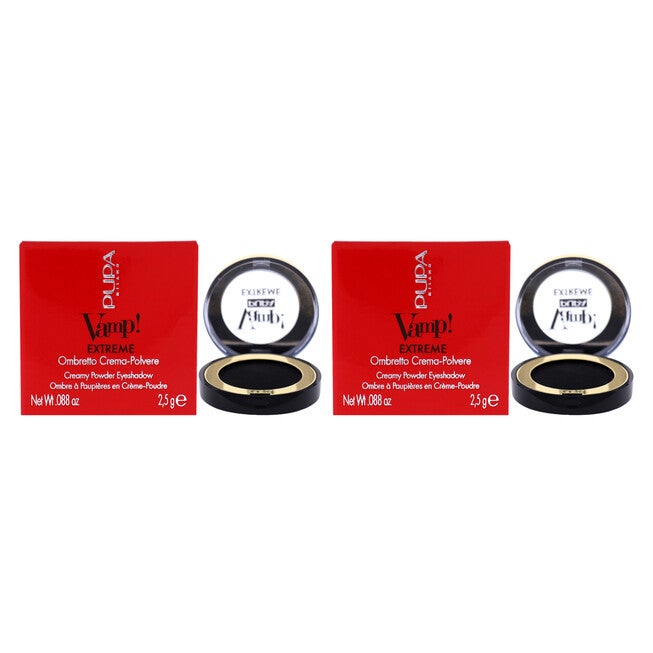 Vamp! Extreme Cream Powder Eyeshadow - 004 Extreme Black by Pupa Milano for Women - 0.088 oz Eye Shadow - Pack of 2, See Description, hi-res image number 0