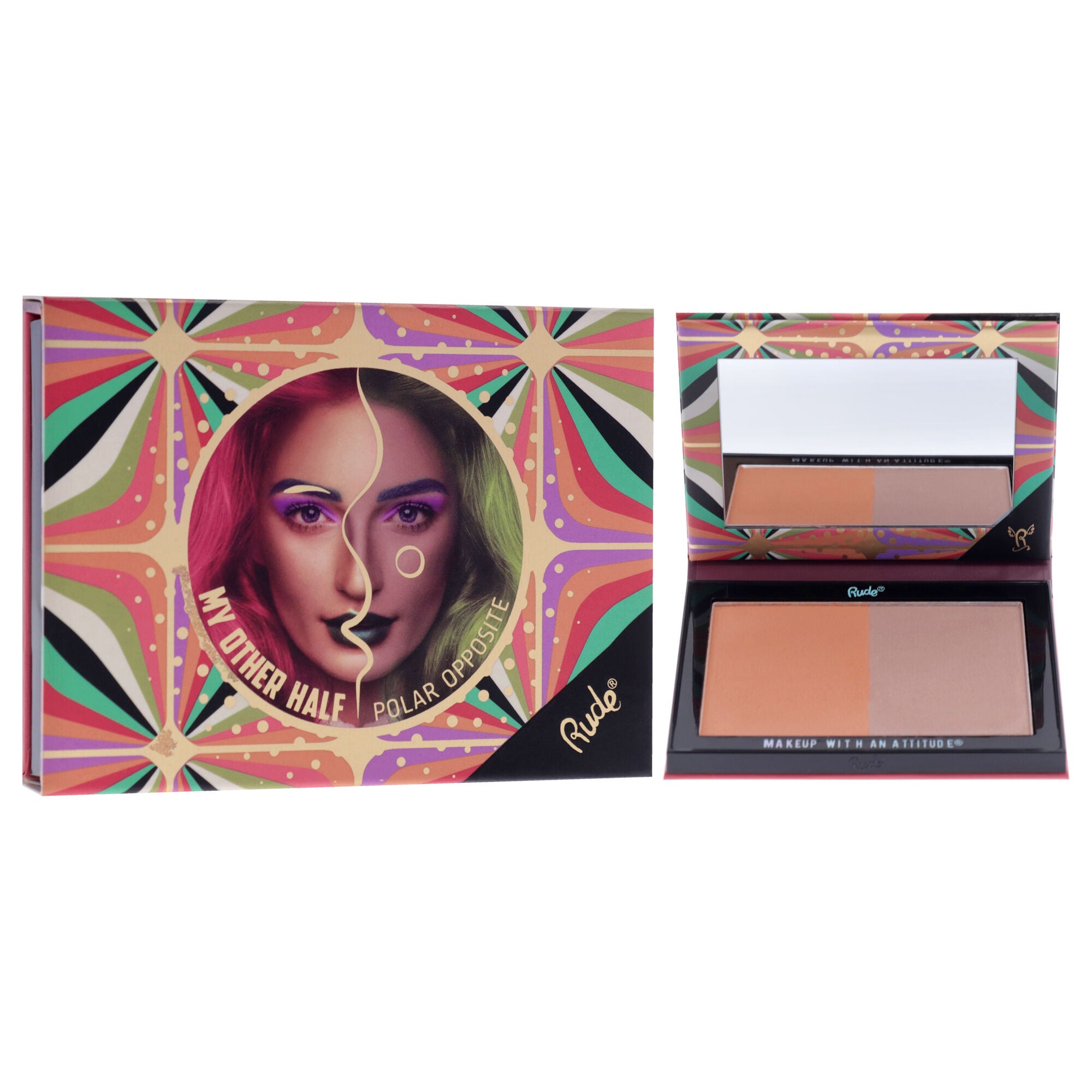 My Other Half Duo Shade Face Palette - Polar Opposite by Rude Cosmetics for Women - 0.4 oz Makeup, See Description, alternate image number 1