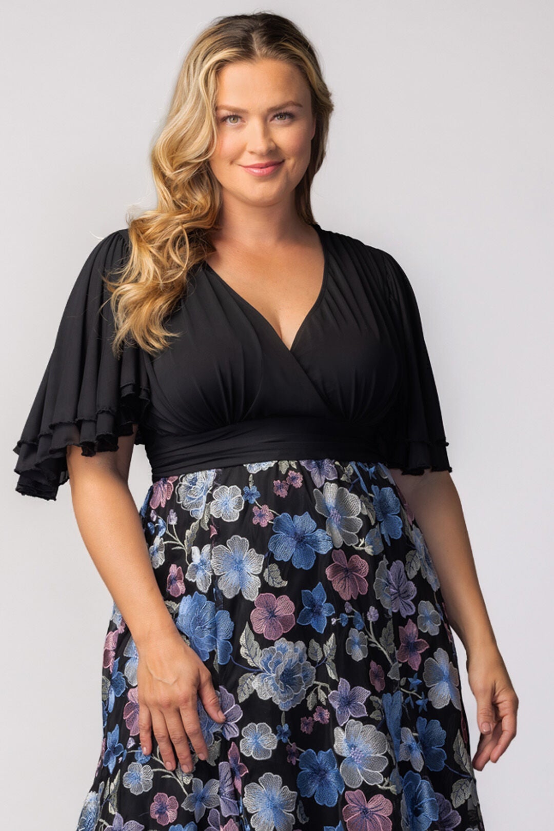 Lillian Embroidered Cocktail Dress, Floral Frolic / Black, alternate image number 2