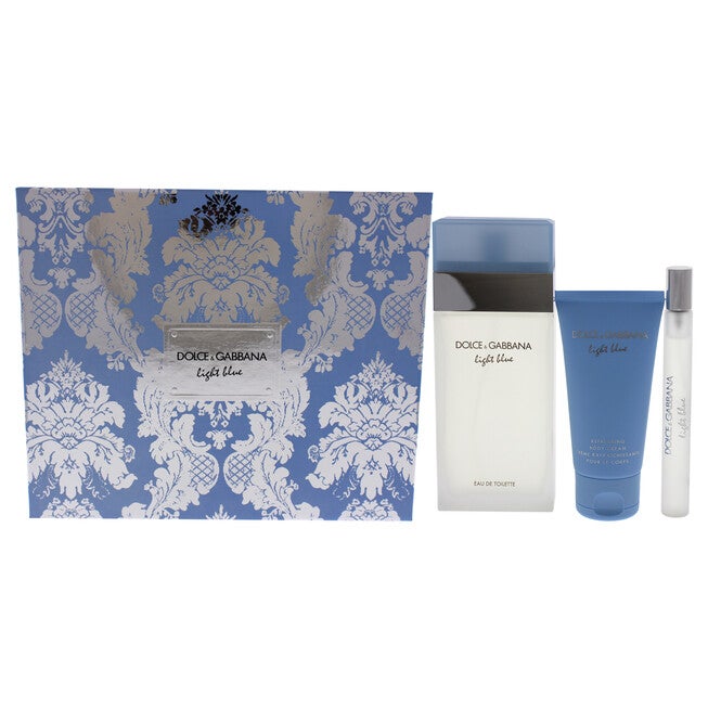 Light Blue by Dolce and Gabbana for Women - 3 Pc Gift Set 3.3oz EDT Spray, 10ml EDT Spray, 1.6oz Body Cream, See Description, hi-res image number 0