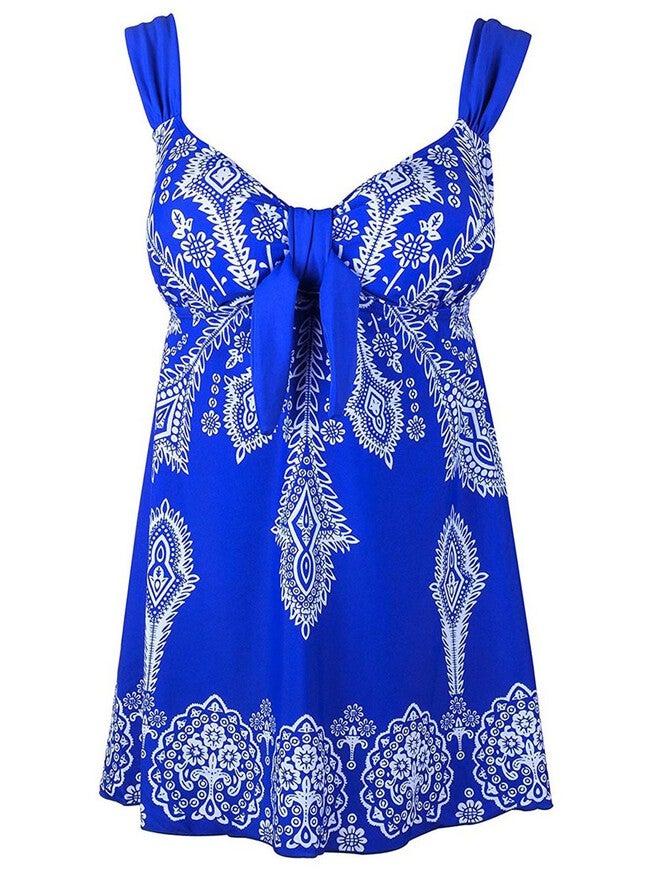 Retro Print Tankini Set, Blue / blue, hi-res image number 0