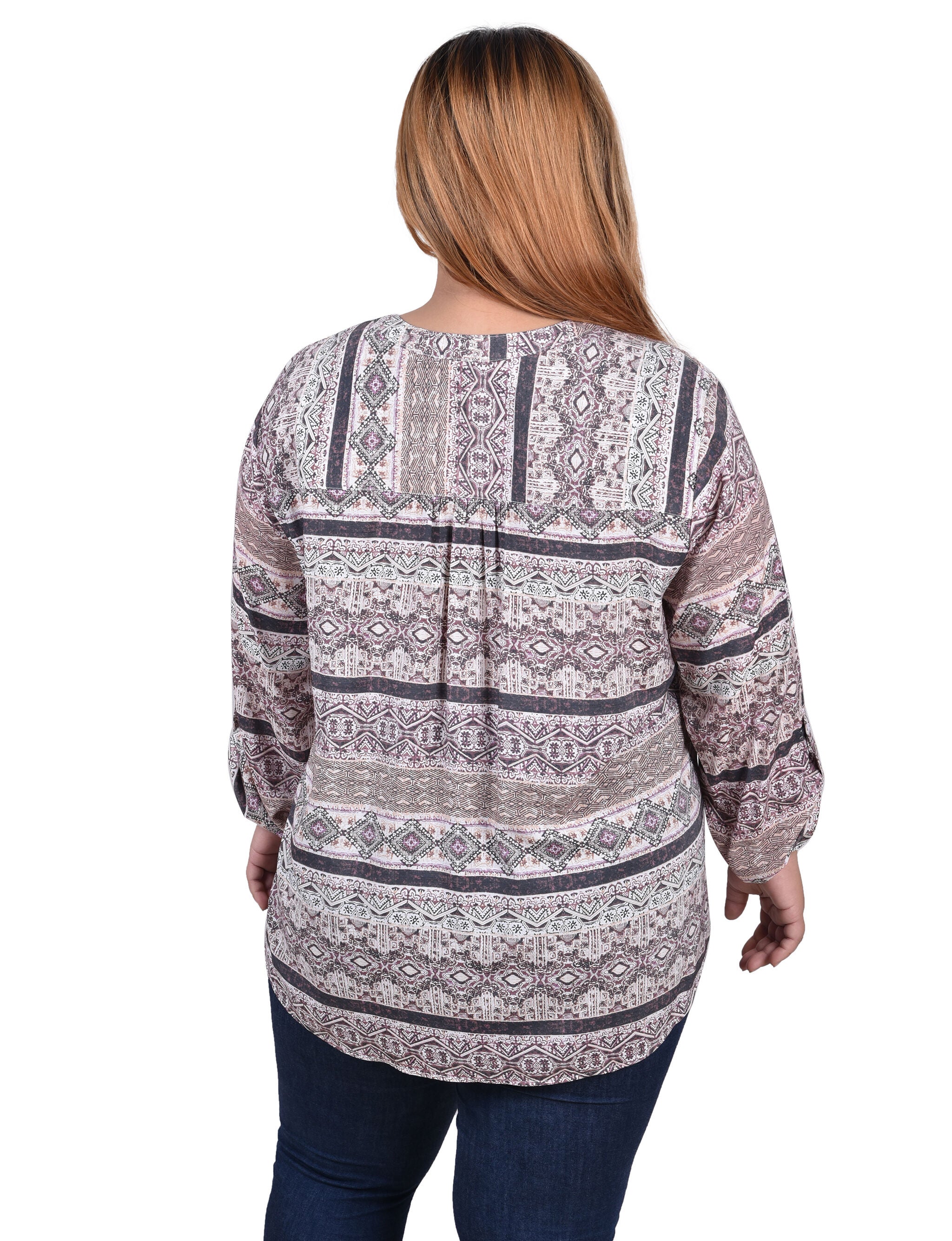 Long Roll Tab Sleeve Pintuck Front Blouse, , alternate image number 3