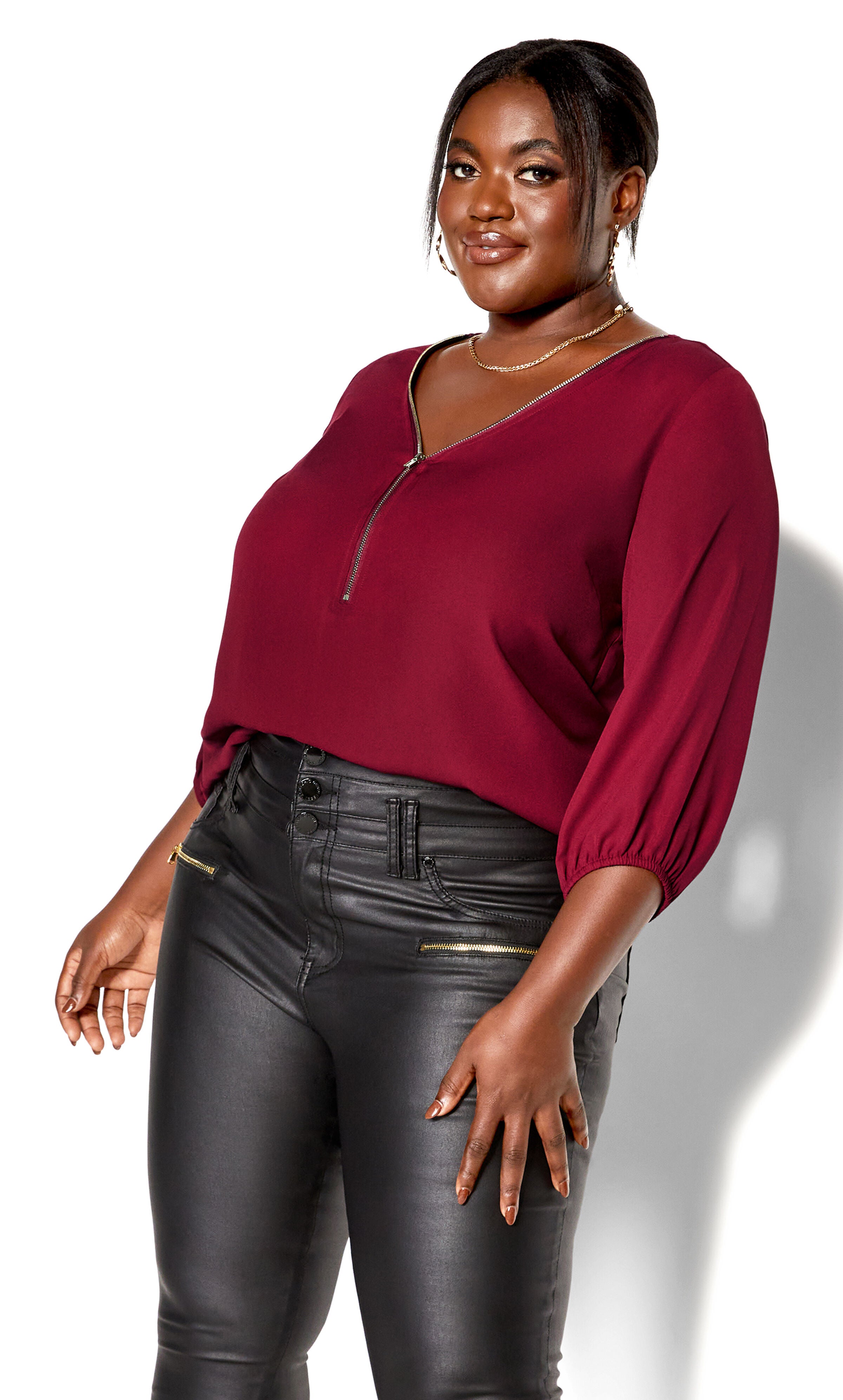 Sexy Fling Elbow Sleeve Top - ruby, , alternate image number 2