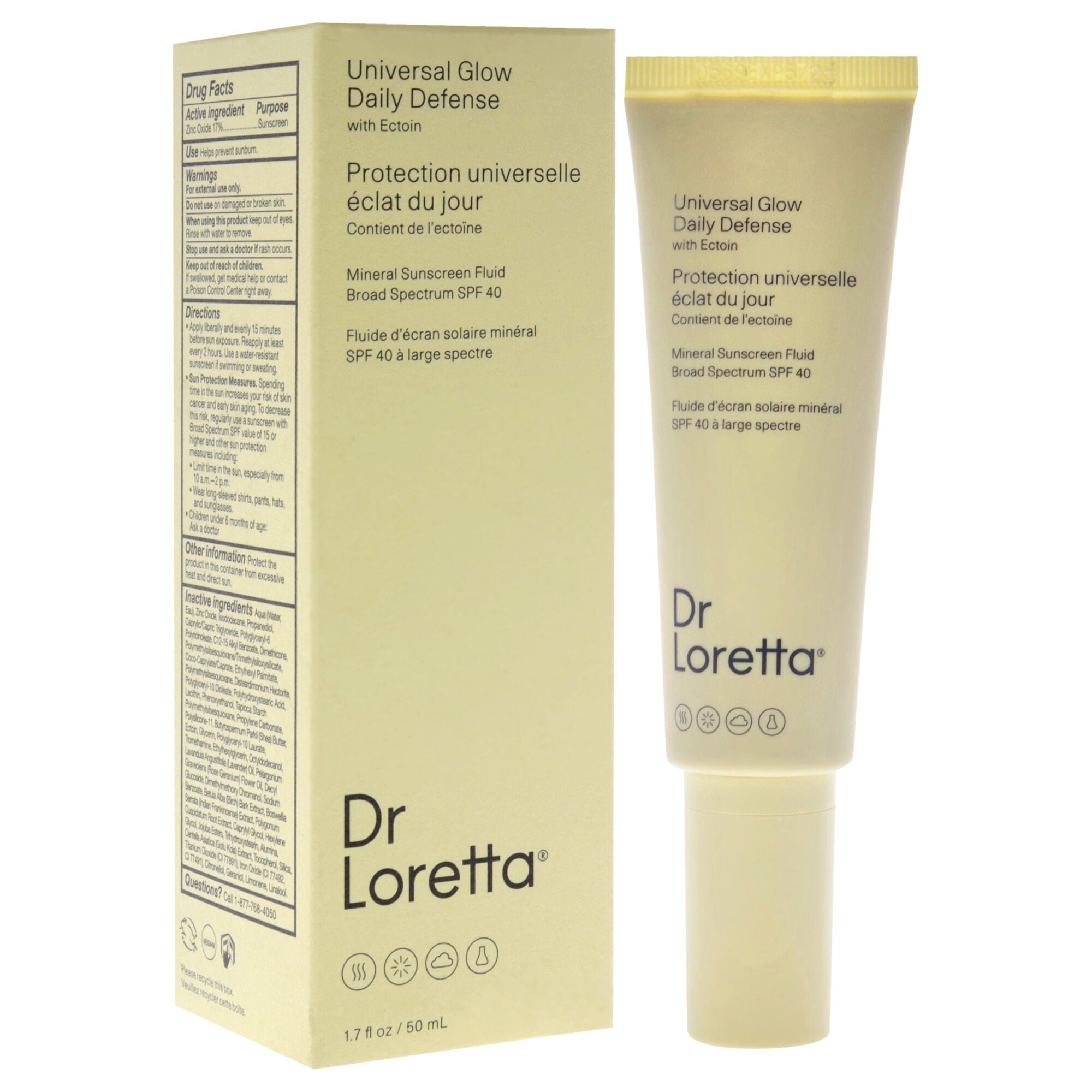 Universal Glow Daily Defense Mineral Sunscreen Fluid SPF 40 by Dr. Loretta for Women - 1.7 oz Sunscreen, See Description, alternate image number 2