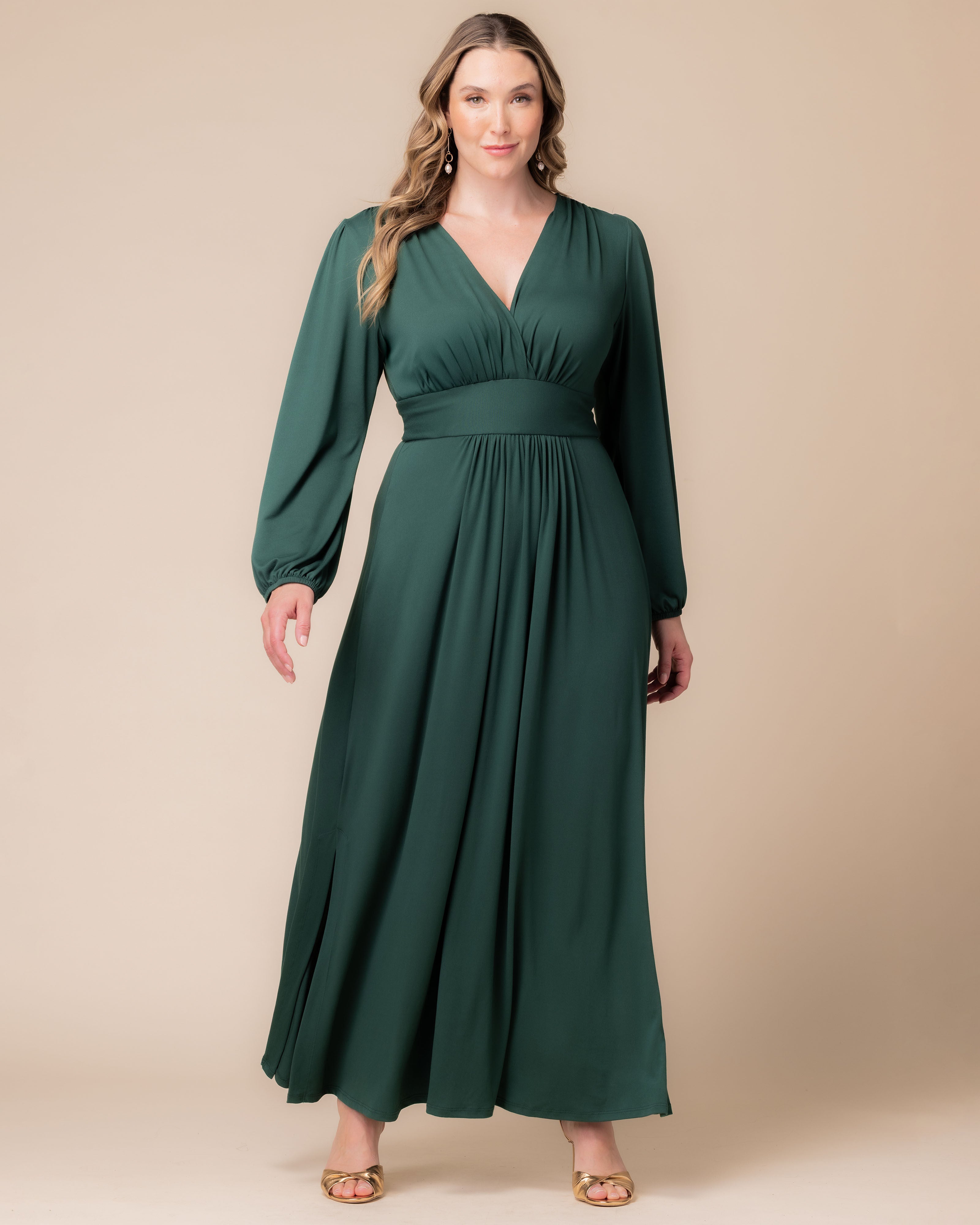 Kelsey Long Sleeve Maxi Dress, HUNTER GREEN / Hunter Green, alternate image number 2