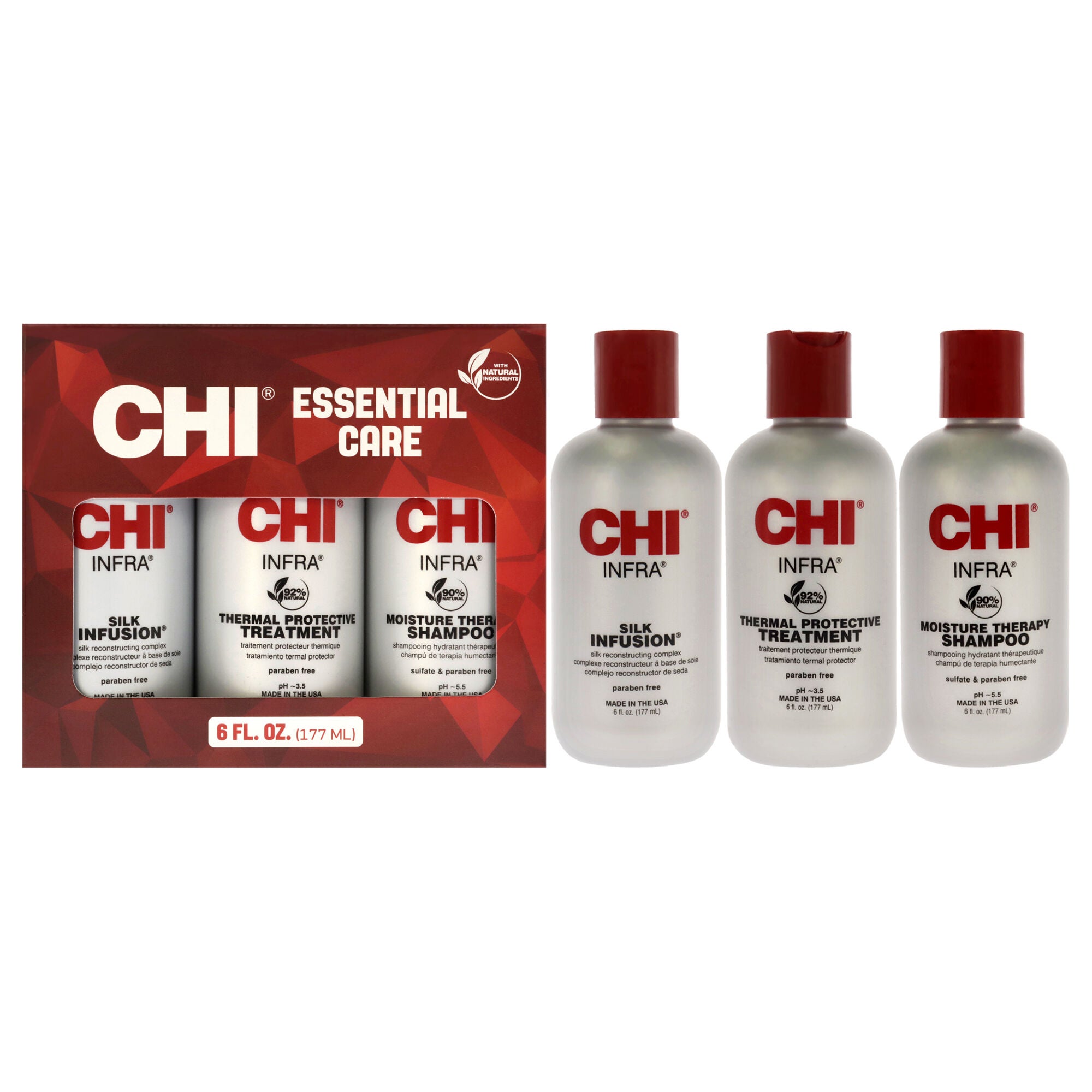 CHI Infra Trio Kit by CHI for Unisex - 3 Pc 6oz CHI Silk Infusion, 6oz CHI Infra Shampoo, 6oz CHI Infra Treatment, NA, hi-res image number 0