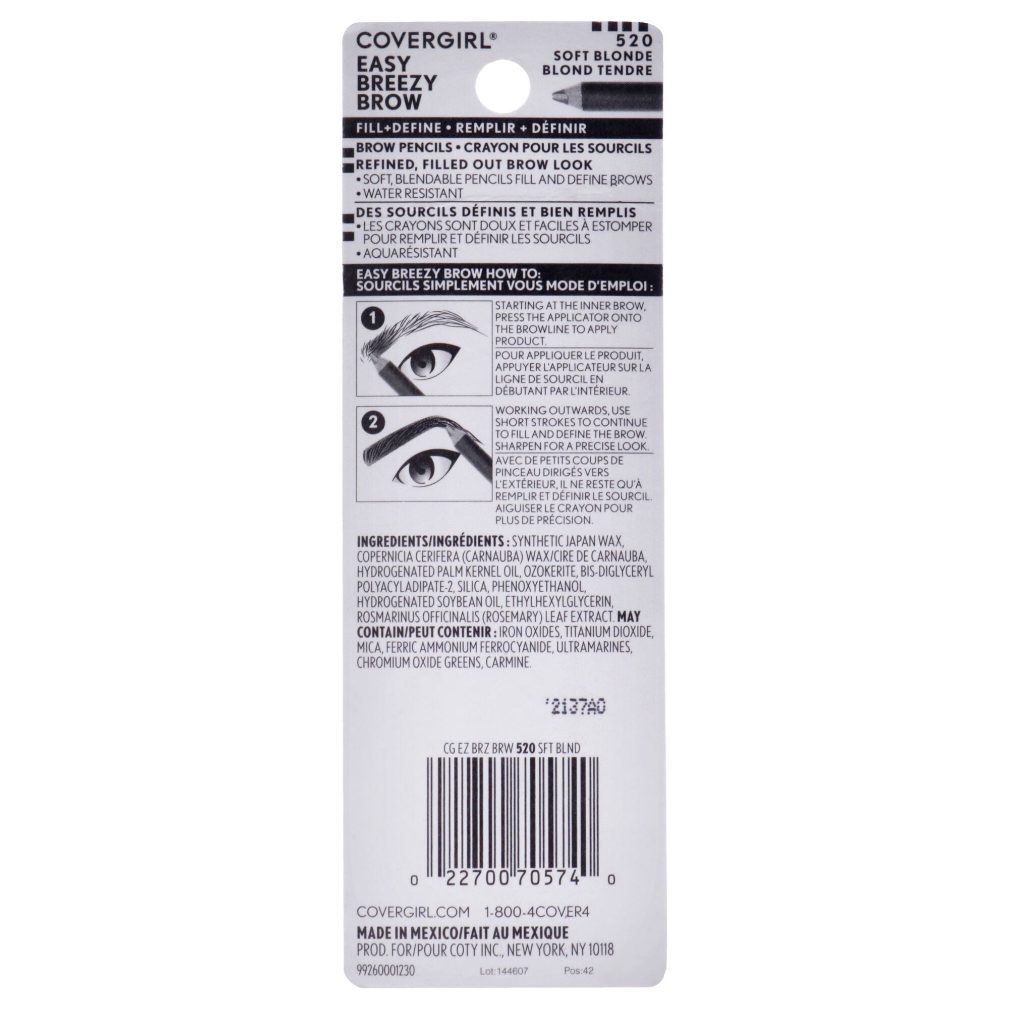 Easy Breezy Brow - 520 Soft Blonde by CoverGirl for Women - 0.06 oz Eyebrow Pencil, See Description, alternate image number 1