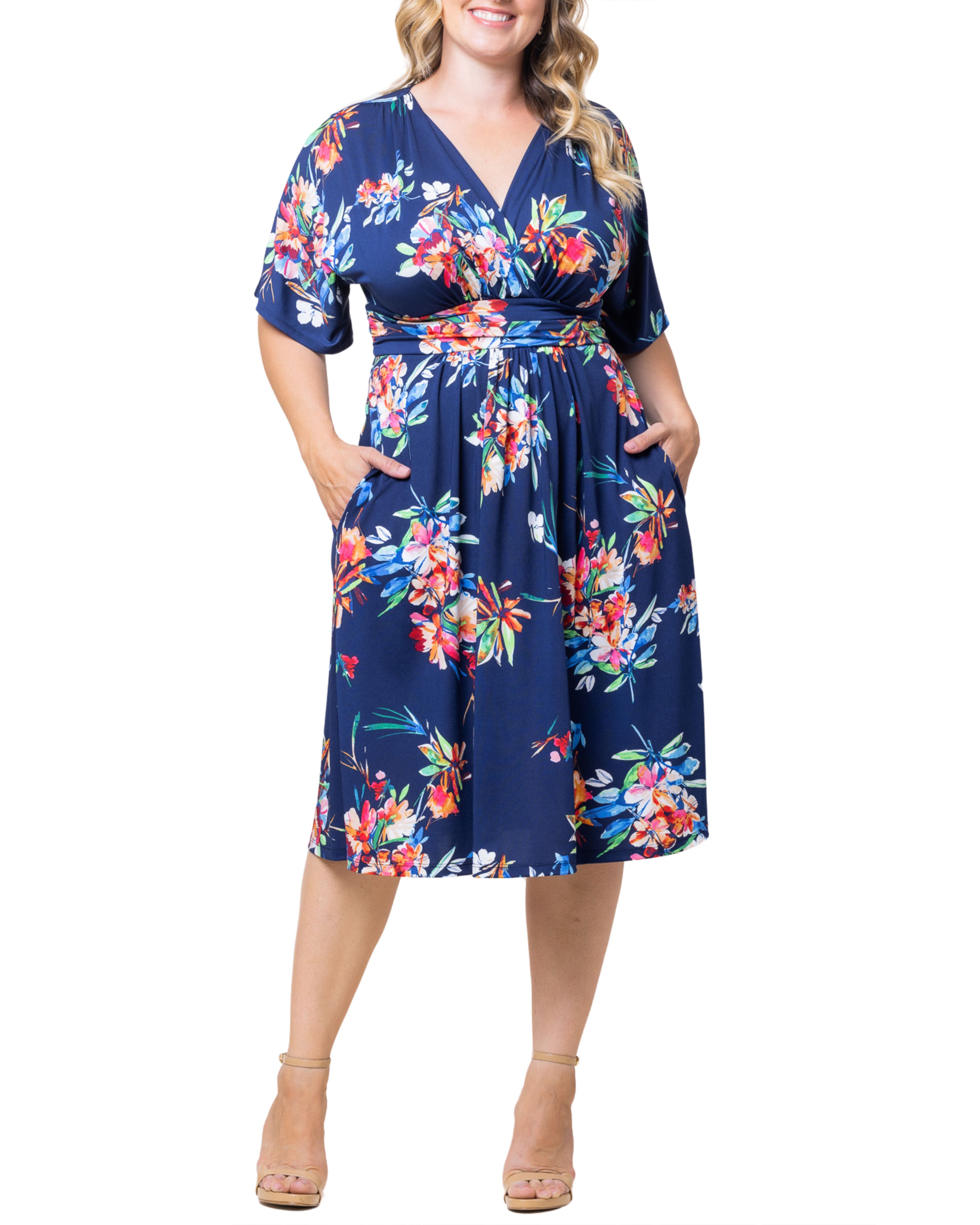 Gia Midi Dress, BELIZE BLOOMS / Royal Blue, hi-res image number 0