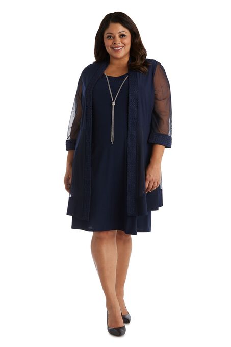 Two Piece Jacquard With Glitter Referee Jacket/Dress, Navy, hi-res image number null