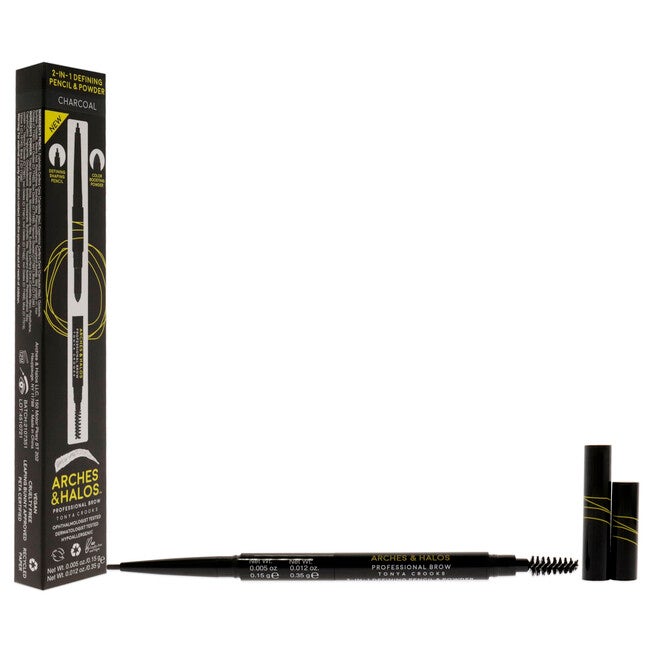 2-in-1 Defining Eyebrow Pencil and Powder - Charcoal by Arches and Halos for Women - 0.017 oz Makeup, See Description, alternate image number 1
