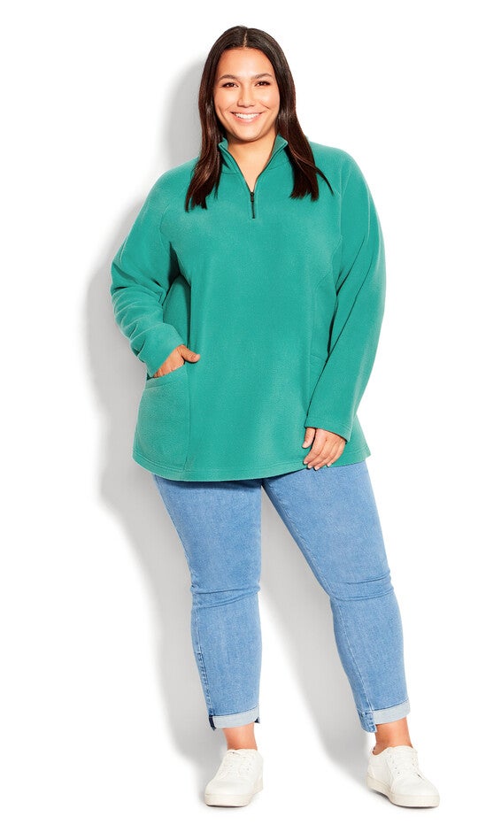 Polar Fleece Pocket Tunic - jade, , alternate image number 1