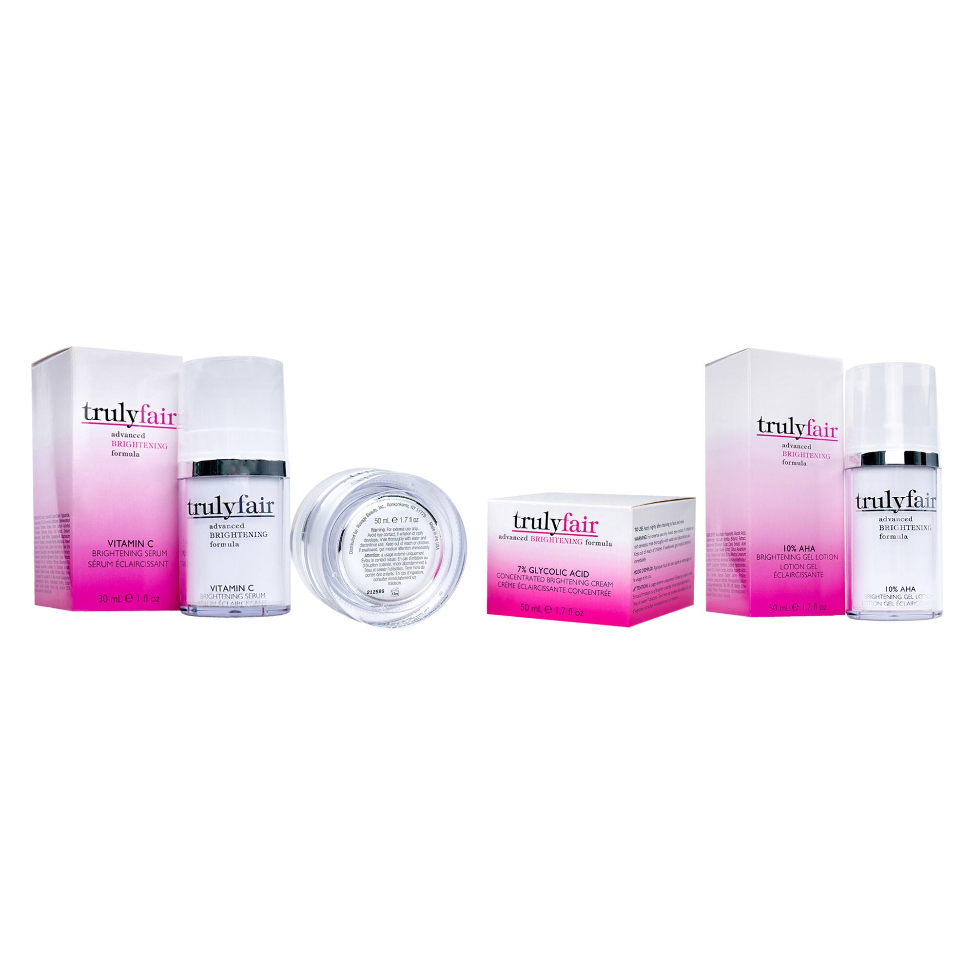 Truly Fair Kit by Truly Fair for Unisex - 2 Pc Kit 1.7oz 7 Percent Glycolic Acid Concentrated Brightening Cream, 1oz Vitamin C Brightening Serum, See Description, hi-res image number 0