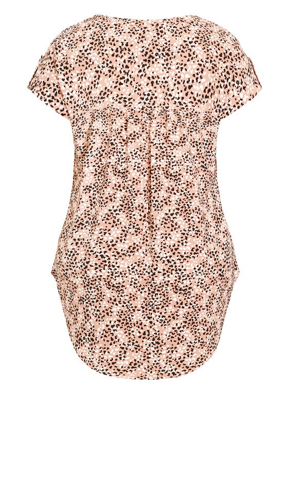 Button Pleat Print Top - peach, , alternate image number 4