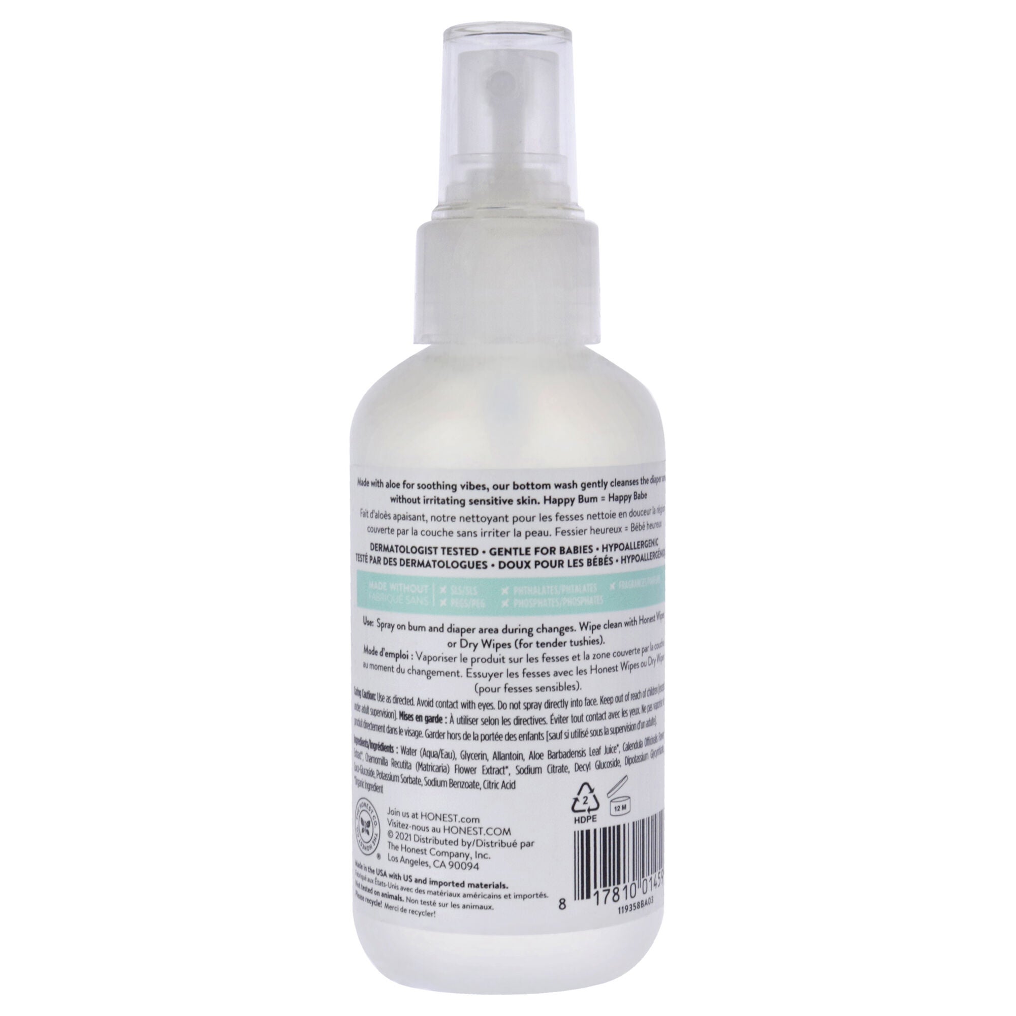 Soothing Bottom Wash by Honest for Kids - 5 oz Cleanser, White, alternate image number 1
