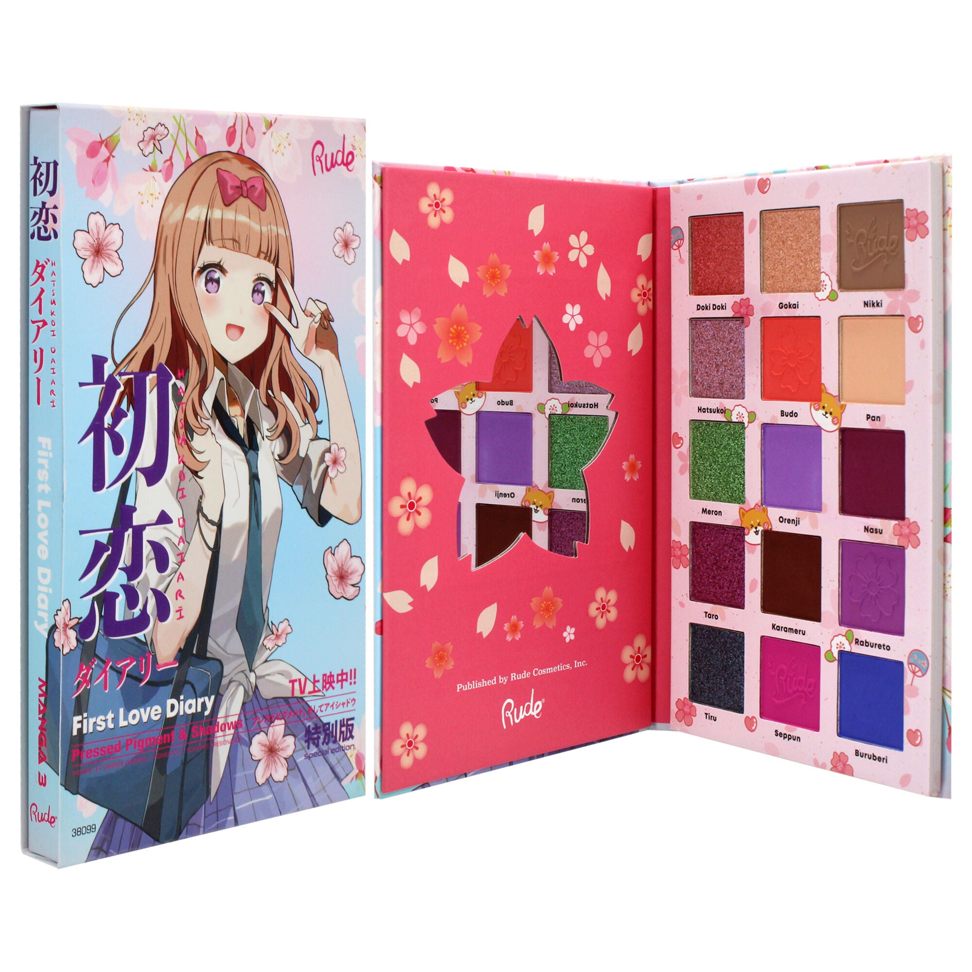 Manga Collection Pressed Pigments and Shadows Palette - First Love Diary by Rude Cosmetics for Women - 0.77 oz Palette, See Description, alternate image number 1