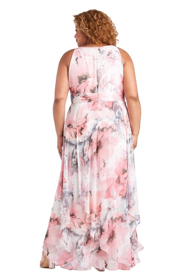 Long Halter Sheer Portal Printed Chiffon Maxi Dress, , alternate image number null