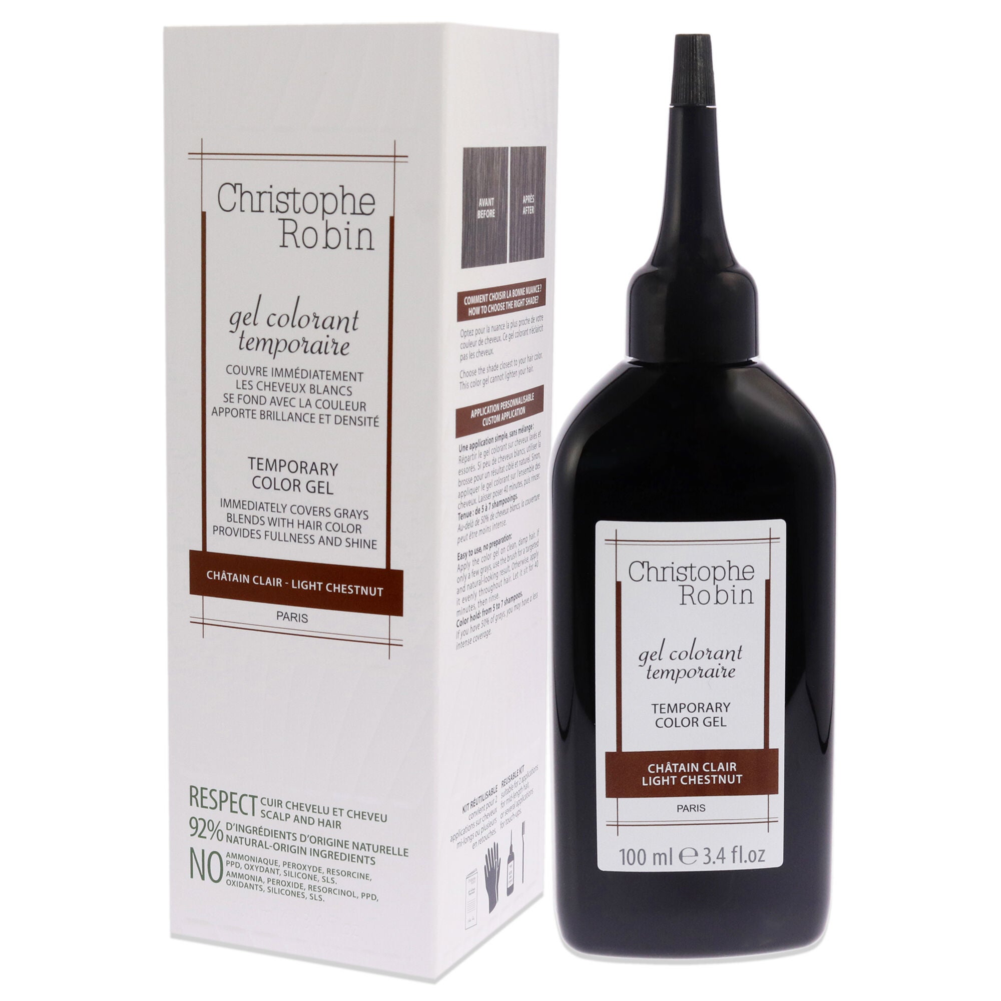 Temporary Color Gel - Light Chestnut by Christophe Robin for Men - 3.4 oz Hair Color, See Description, alternate image number 3