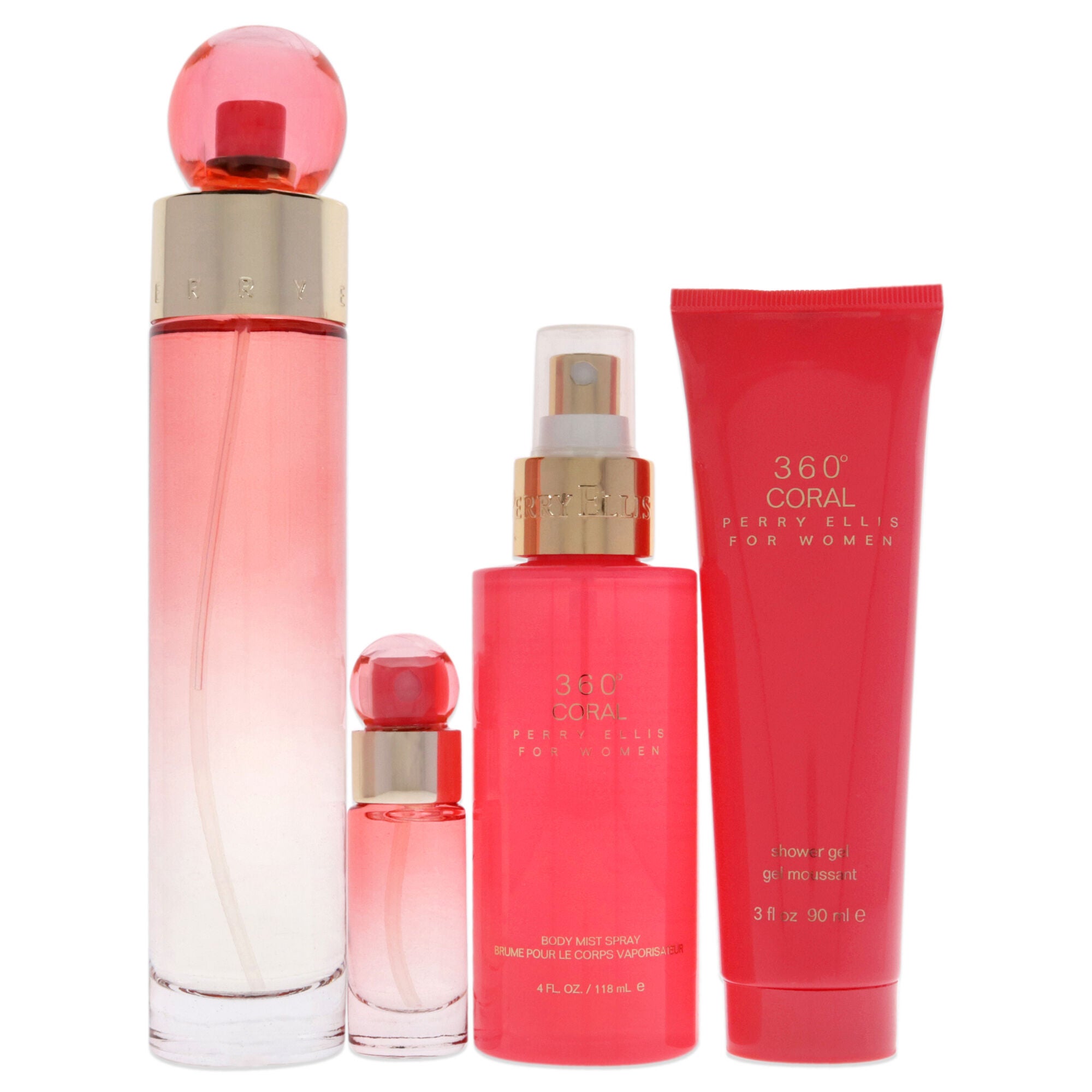 360 Coral by Perry Ellis for Women - 4 Pc Gift Set 3.4oz EDP Spray, 4oz Body Mist, 3oz Shower Gel, 0.25oz EDP Spray, See Description, alternate image number 3
