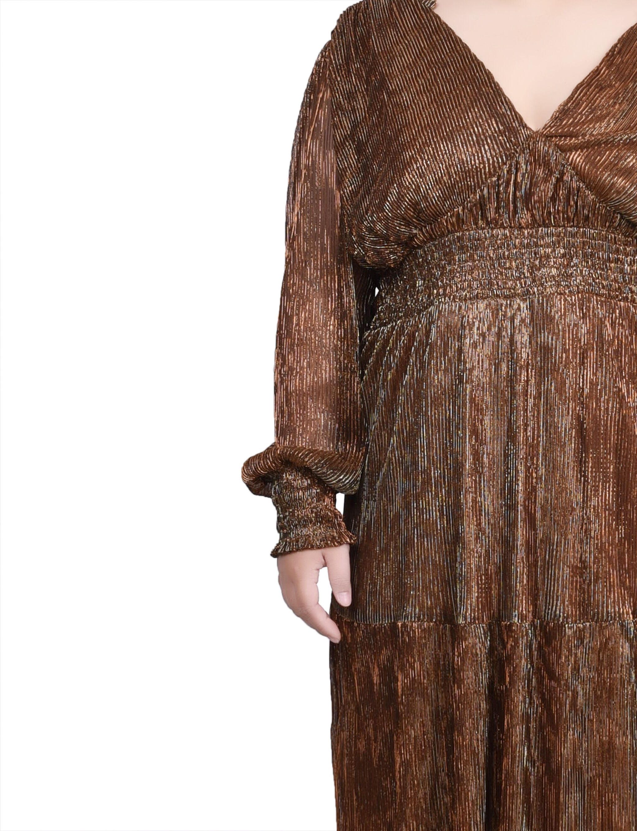 Long Sleeve Plisse Mesh Dress, , alternate image number 4