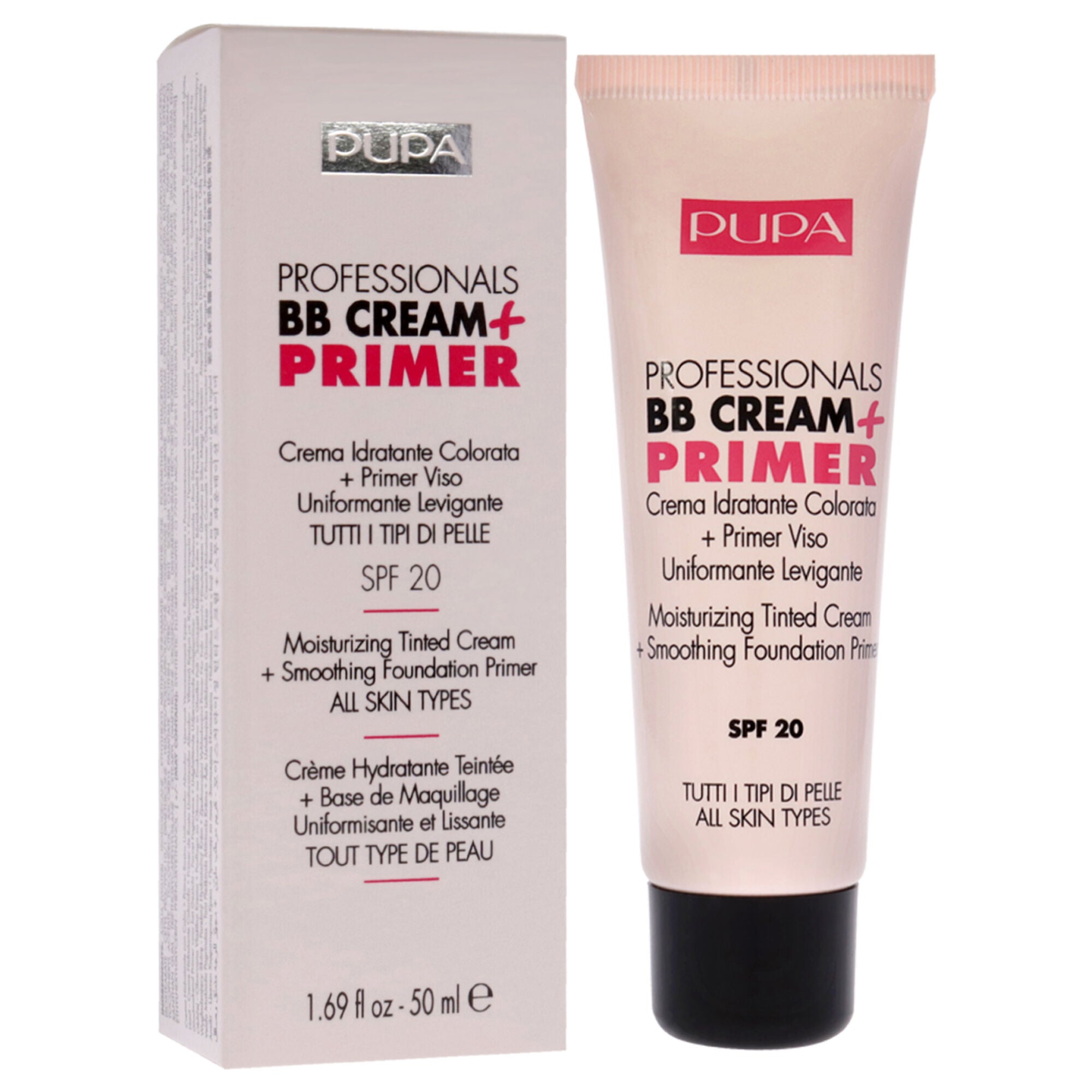Professionals BB Cream Plus Primer SPF 20 - 001 Nude - All Skin Types by Pupa Milano for Women - 1.69 oz Makeup, See Description, alternate image number 2