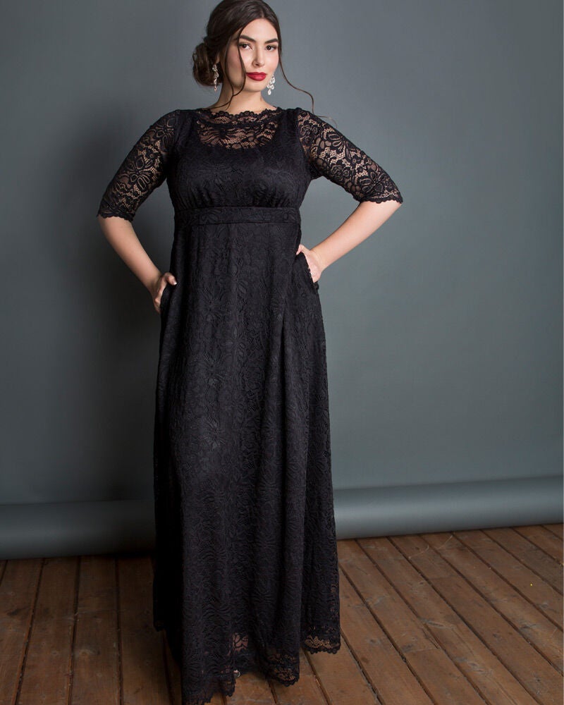 Leona Lace Gown, Onyx, hi-res image number 0