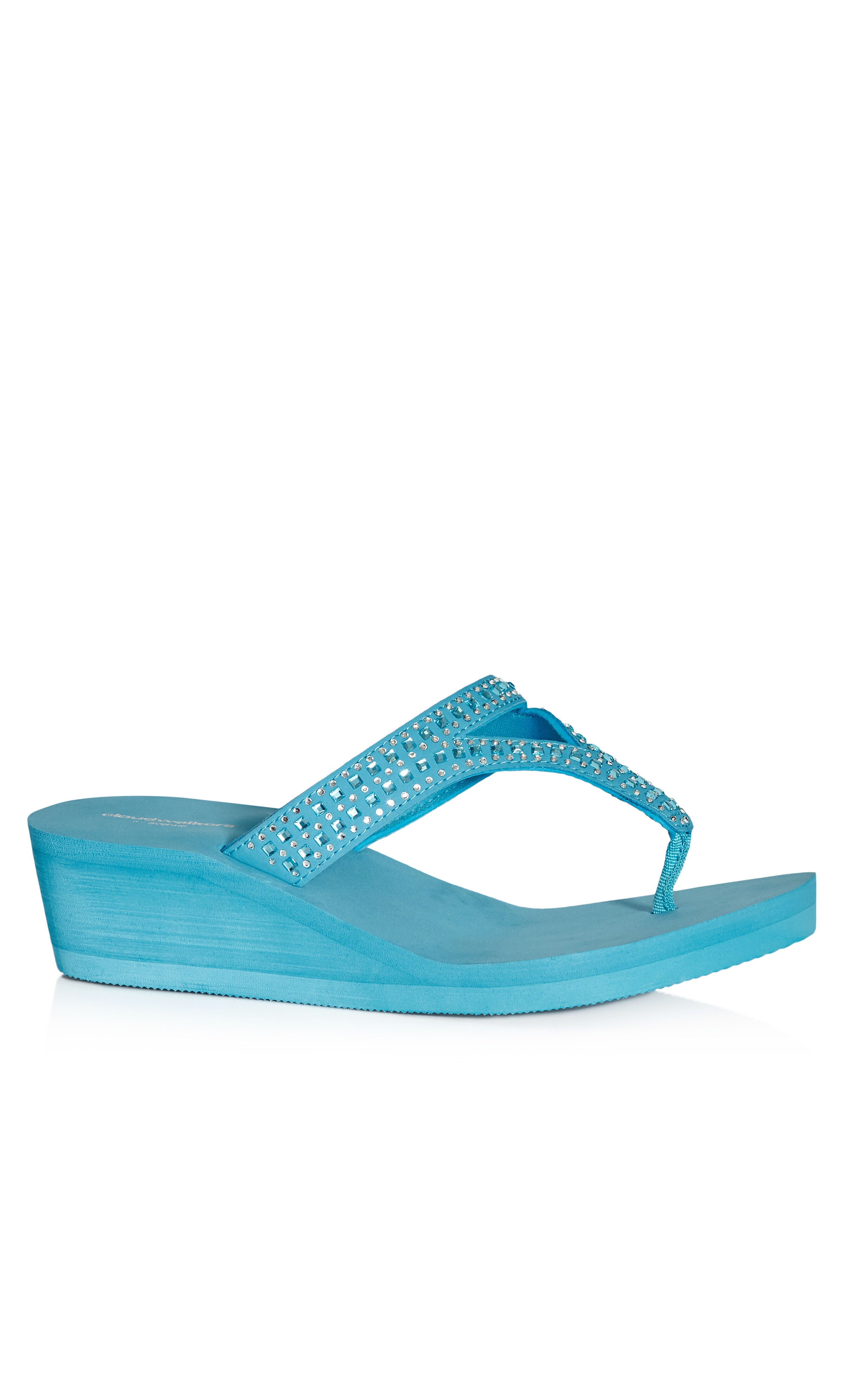 WIDE FIT Sassy T-Strap Wedge - navy, blue, hi-res image number 0