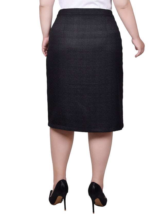 Slim Tweed Double Knit Skirt with Pockets, , alternate image number 3