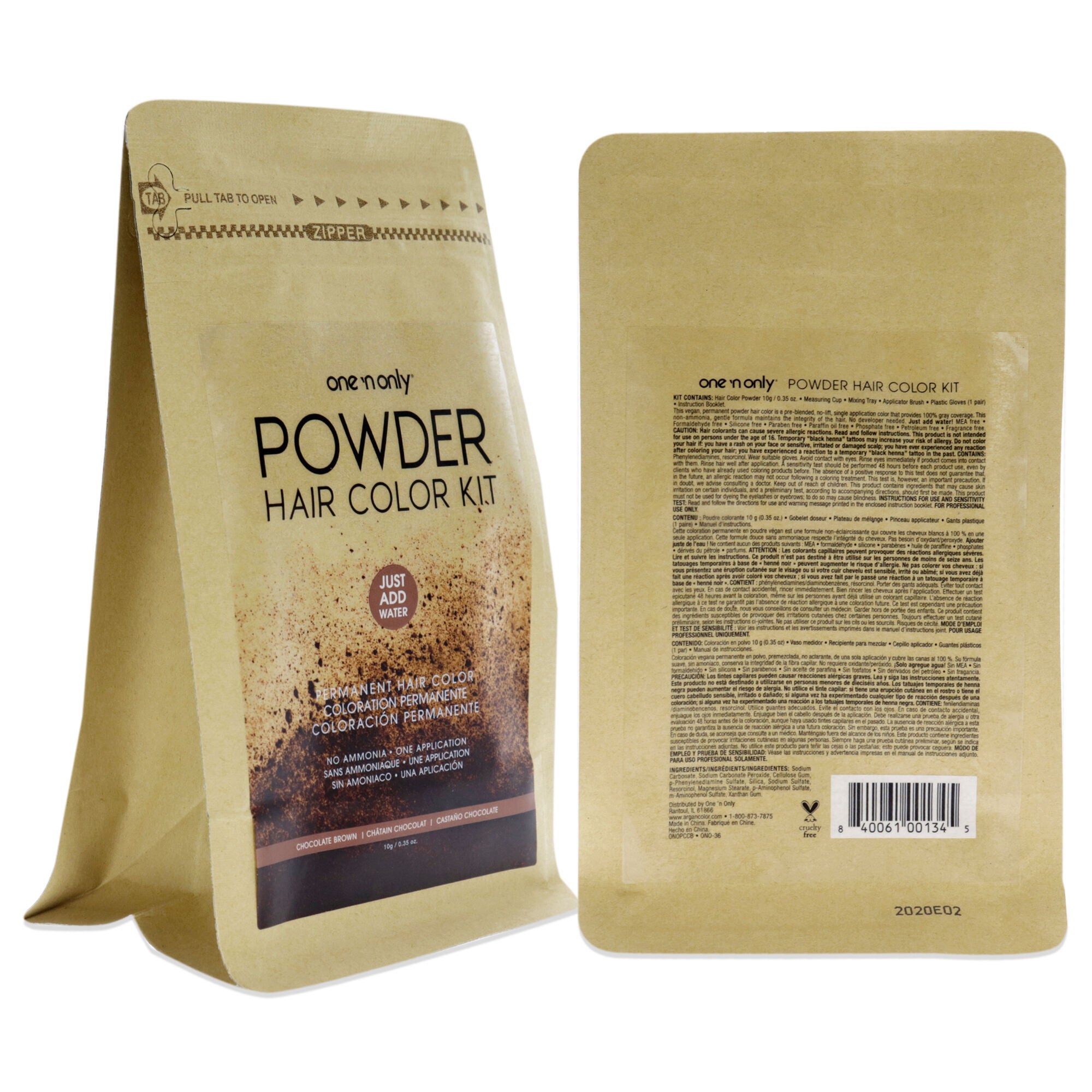 Powder Hair Color Kit - Chocolate Brown by One n Only for Unisex - 0.35 oz Hair Color, See Description, alternate image number 1