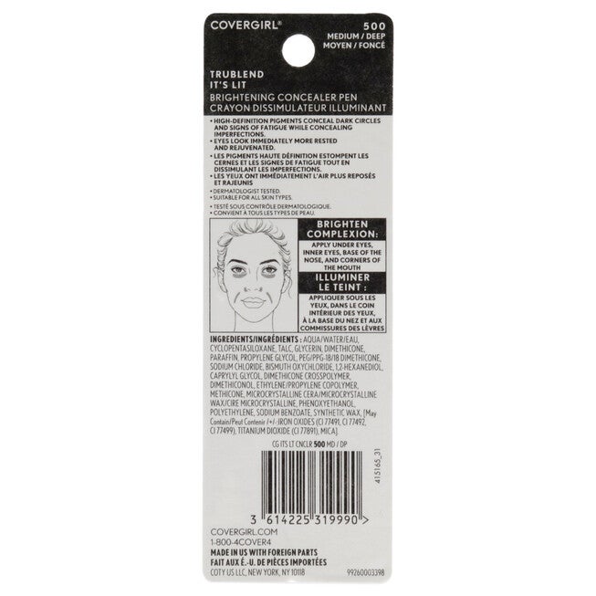 TruBlend Its Lit Brightening Concealer Pen - 500 Medium-Deep by CoverGirl for Women - 0.1 oz Concealer, , alternate image number 3