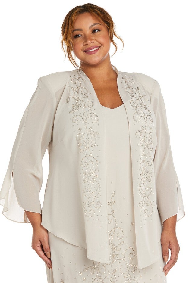 Beaded V-Neck Two-Piece Dress, , alternate image number null