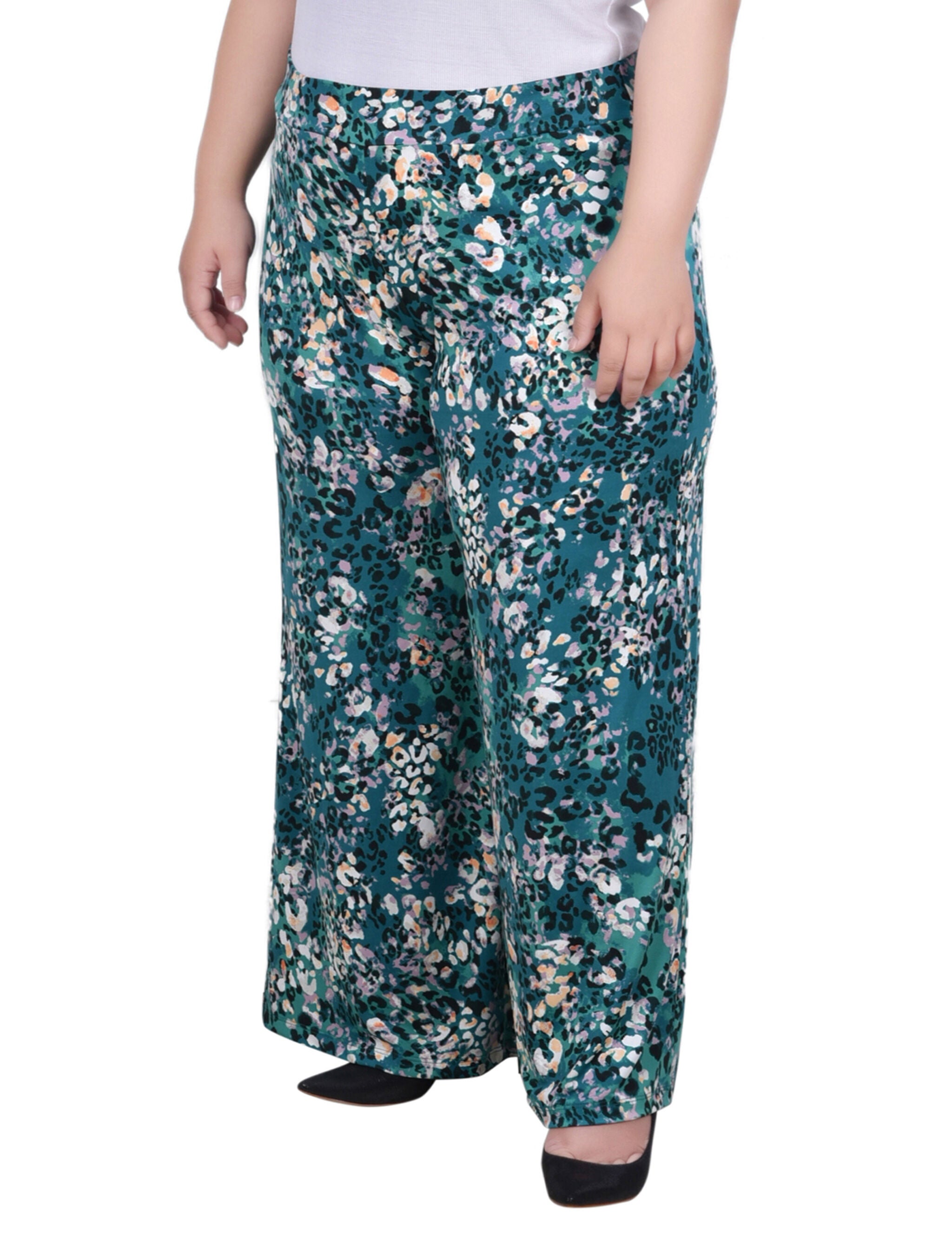 Wide Leg Pull On Pant, Emerald Vibeskin, alternate image number 1