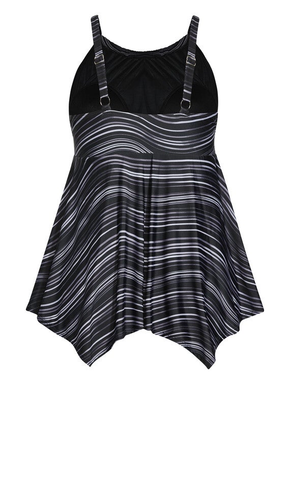 Hanky Print Tankini Top - black ripple, , alternate image number 3