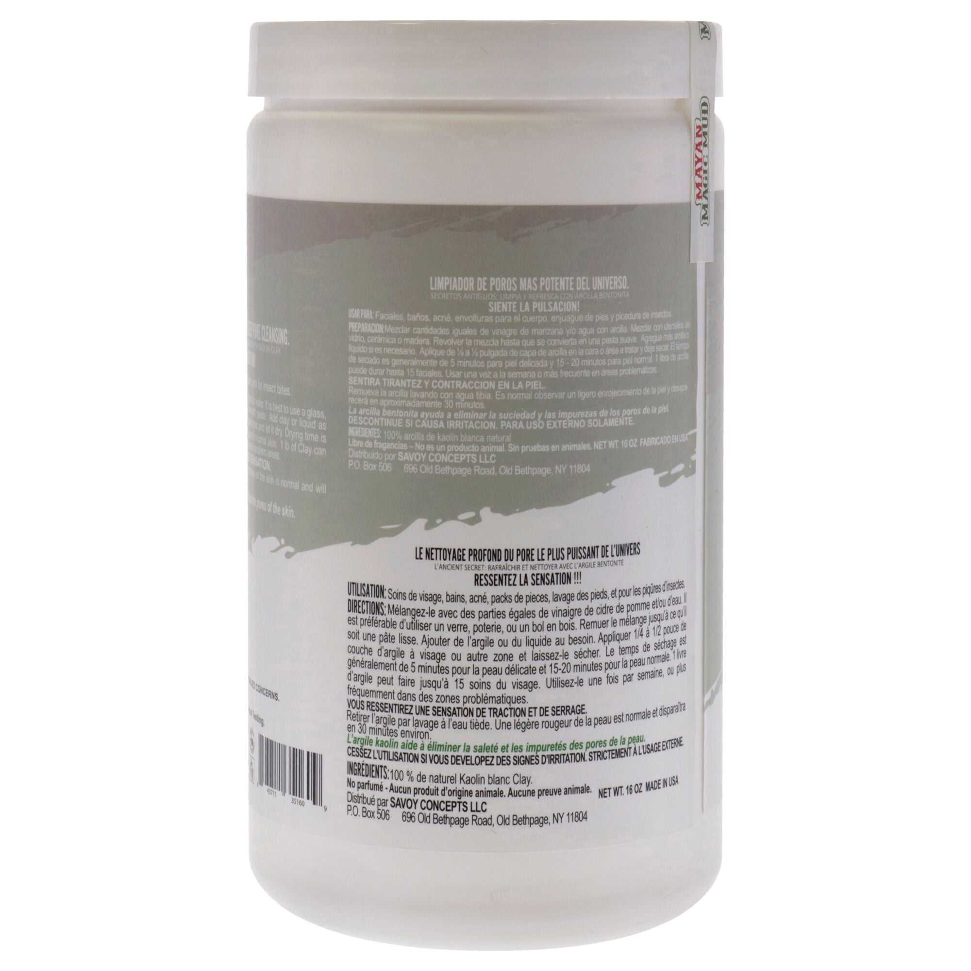 Powerful Deep Pore Cleansing White Kaolin Clay by Mayan Magic Mud for Unisex - 16 oz Cleanser, See Description, alternate image number 2