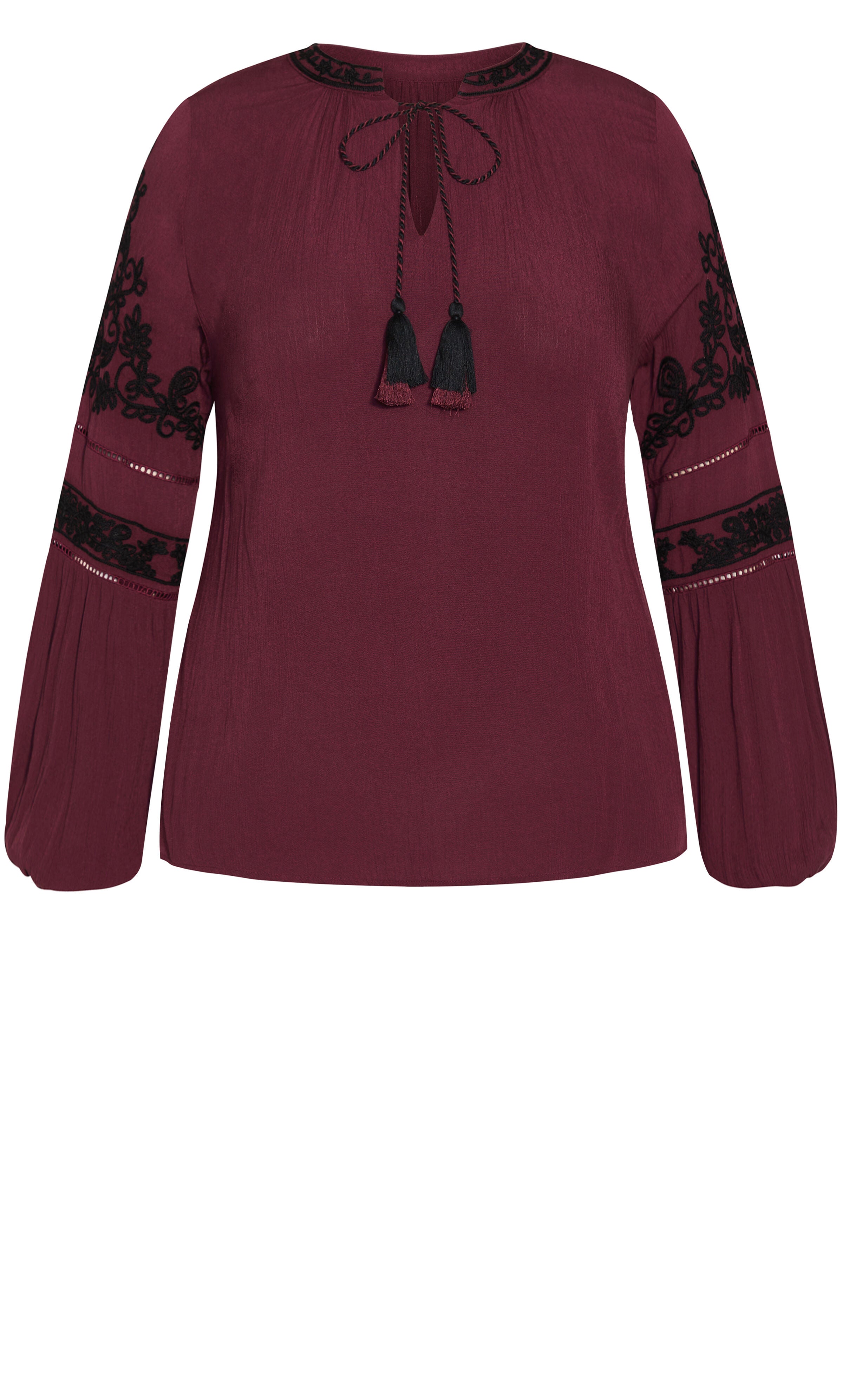 Spirit Embroidered Top - wine, , alternate image number 4