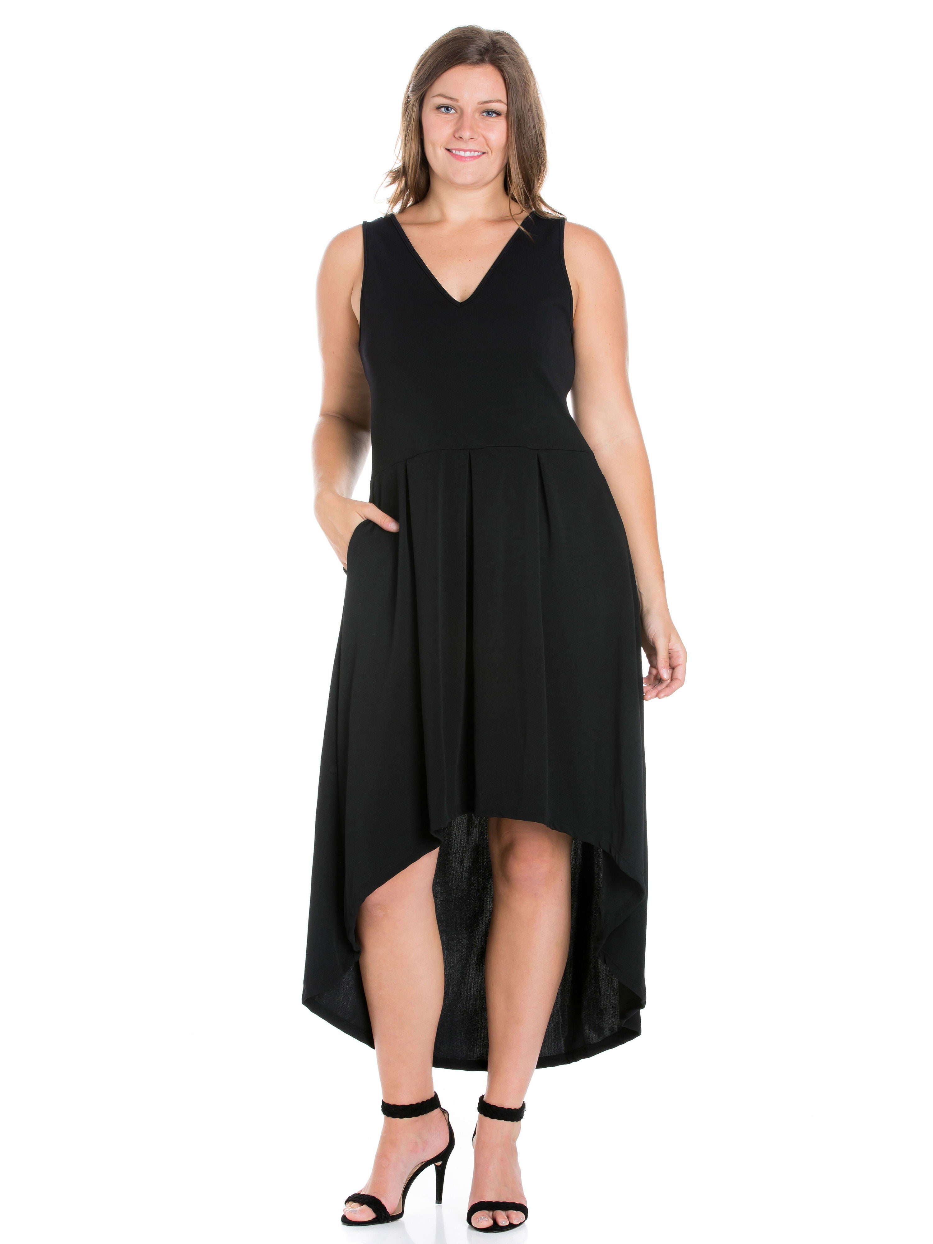 High Low Plus Size Party Dress with Pockets OneStopPlus