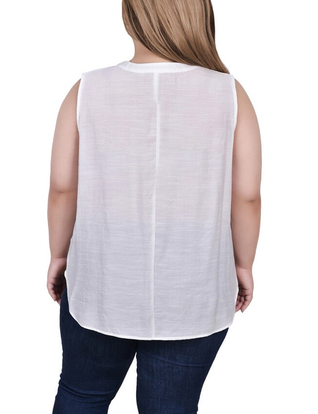 Sleeveless Blouse With Eyelet Insets, , alternate image number 1