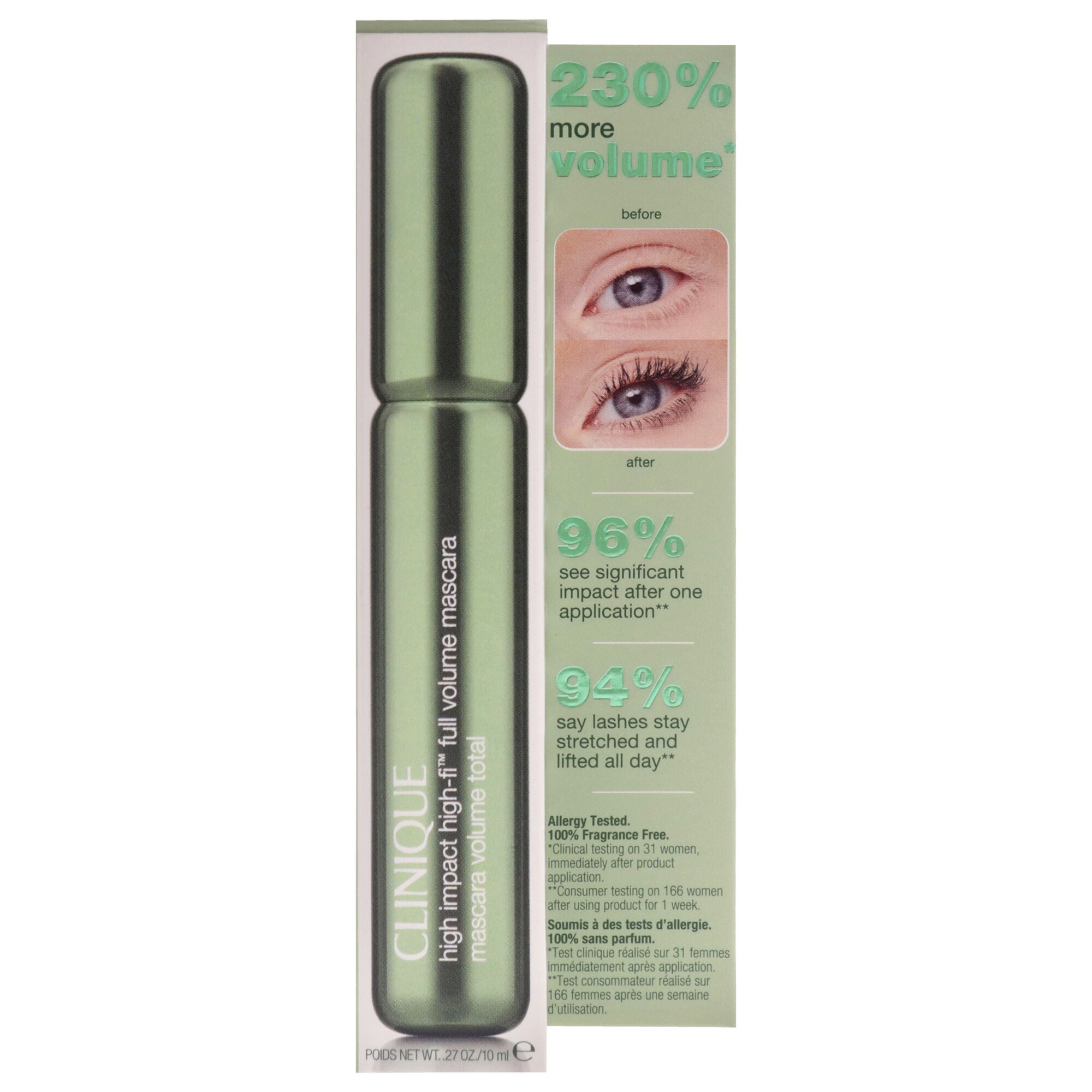 High Impact High-Fi Full Volume Mascara - 01 Intense Black by Clinique for Women - 0.27 oz Mascara, Black, alternate image number 4
