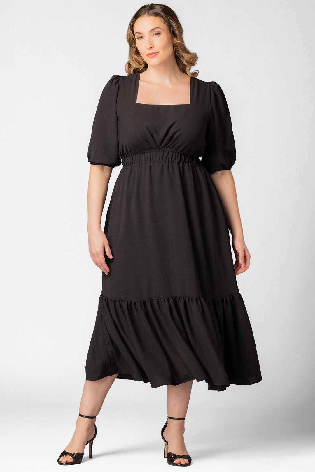 Bailey Square Neck Midi Dress, Black Noir / Black, hi-res image number 0
