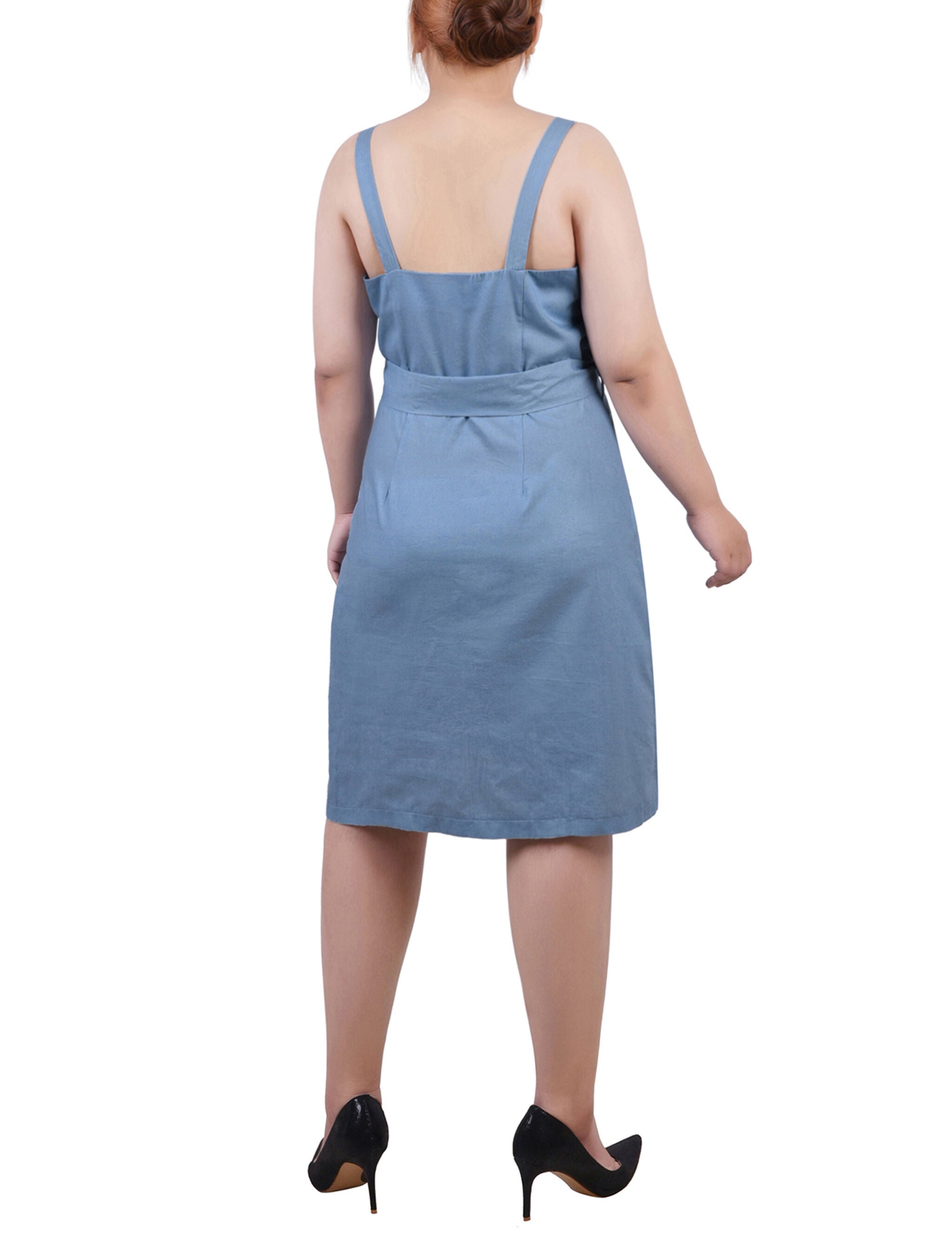 Sweetheart Neck Chambray Sundress, Light Denim, alternate image number 2